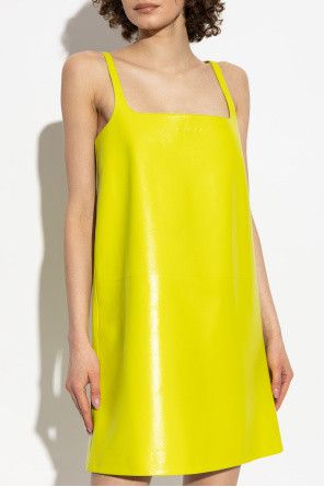 Gucci o1la5ras0526 Shiny Leather Mini A-Line Dress in Yellow Size S / US 4 / IT 40 - 3 Thumbnail