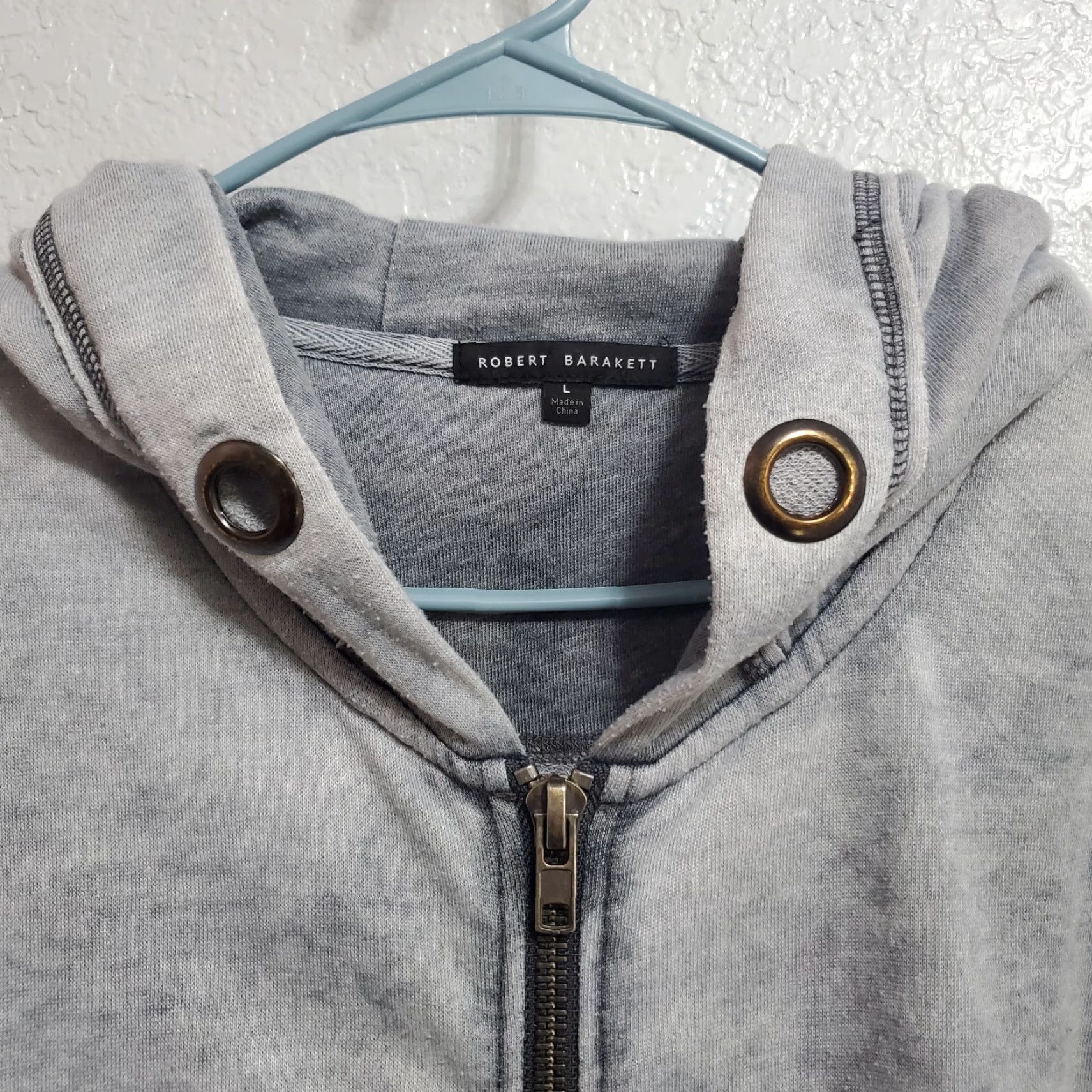 Vintage VINTAGE Robert Barakett Hoodie Mens L Gray Bellburns Long Sleeve Full Zip No Drawstring Size US L / EU 52-54 / 3 - 4 Thumbnail