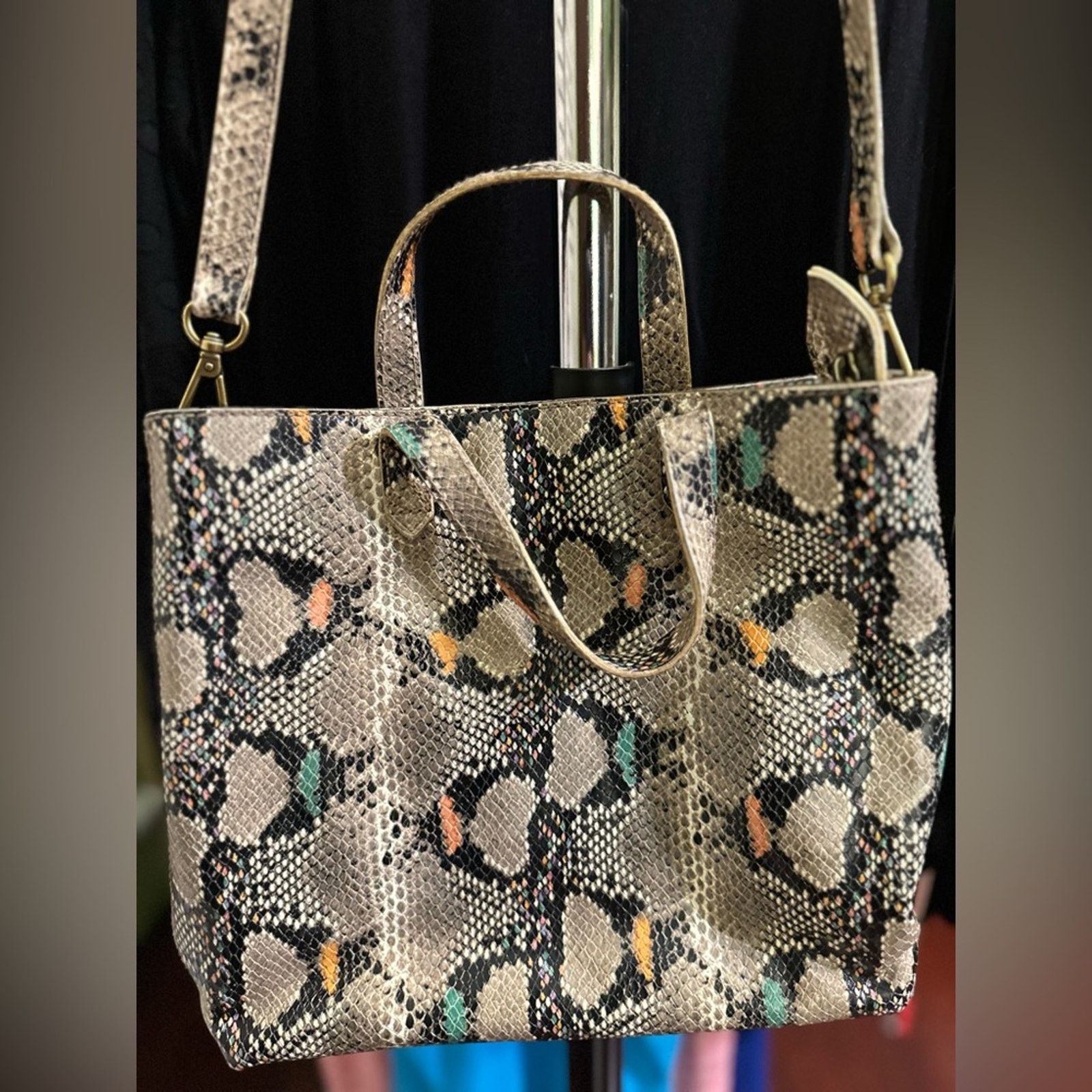 Madewell Madewell Snakeskin-Print Crossbody Tote Bag Size ONE SIZE - 3 Thumbnail