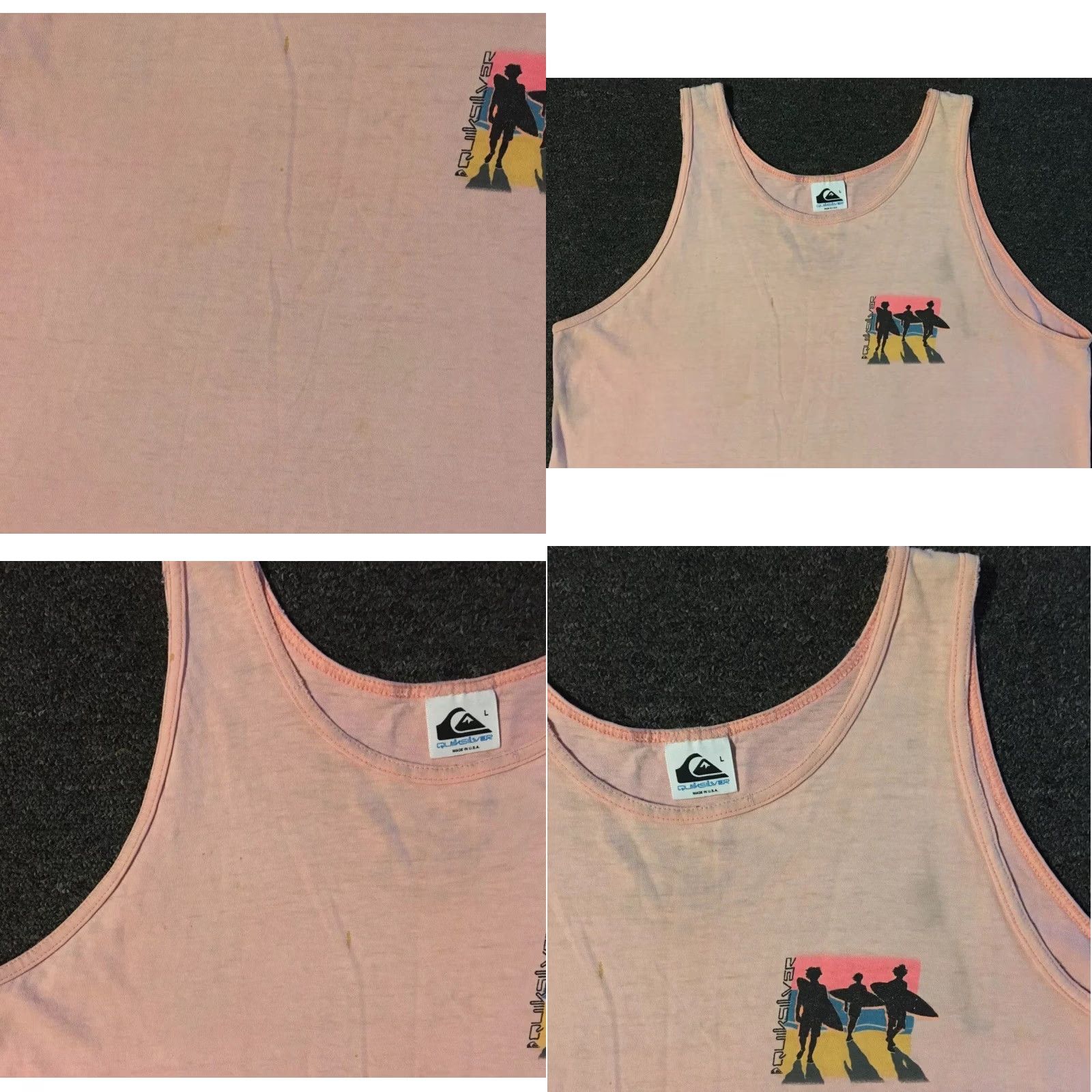 Quiksilver VINTAGE Quiksilver Tank Top Tee T-Shirt 80s 90s Beach Surf Grunge Pink S Men Graphic Tee Size US S / EU 44-46 / 1 - 8 Thumbnail