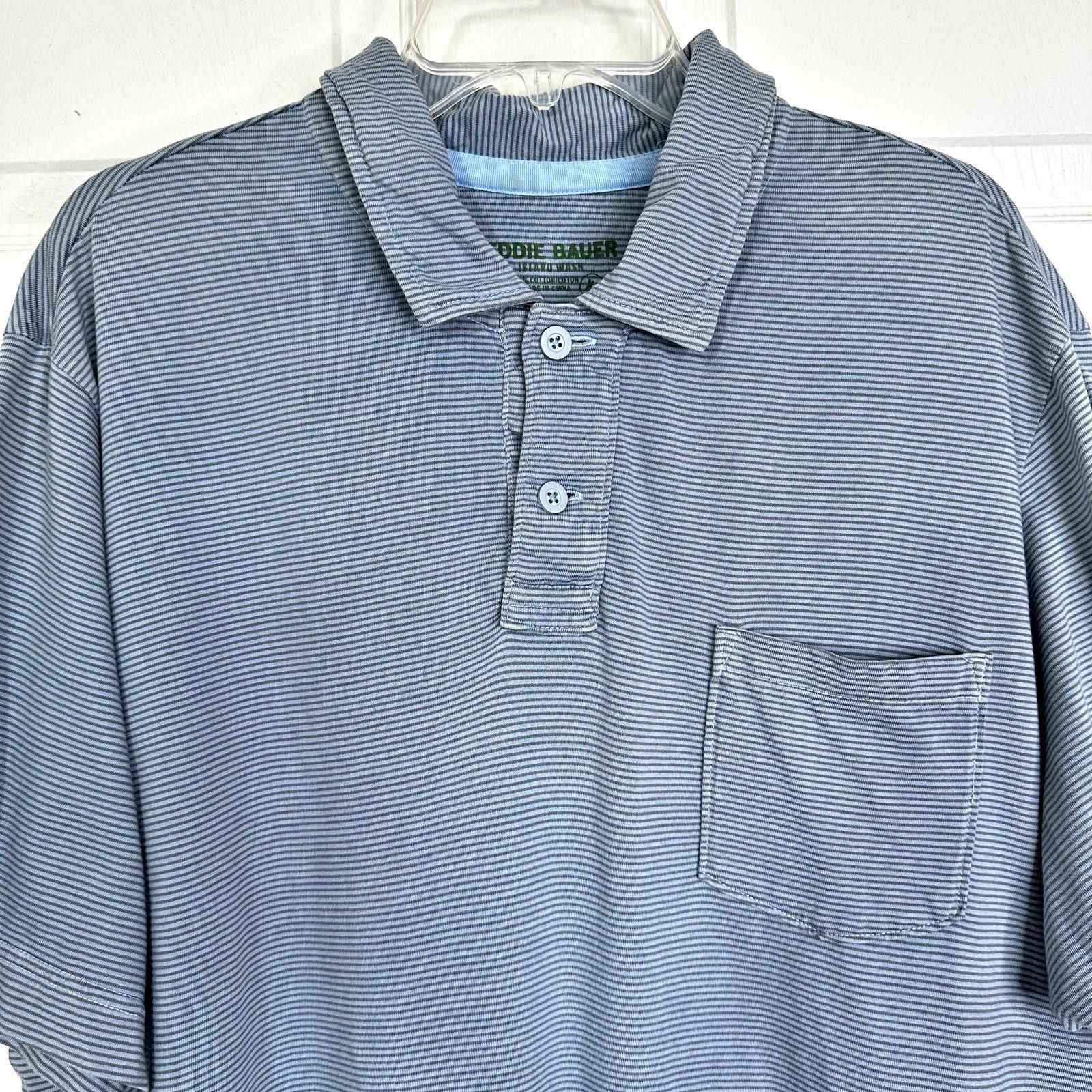 Eddie Bauer Eddie Bauer Island Wash Striped SS Polo Shirt Blue Men’s XL Size US XL / EU 56 / 4 - 3 Thumbnail