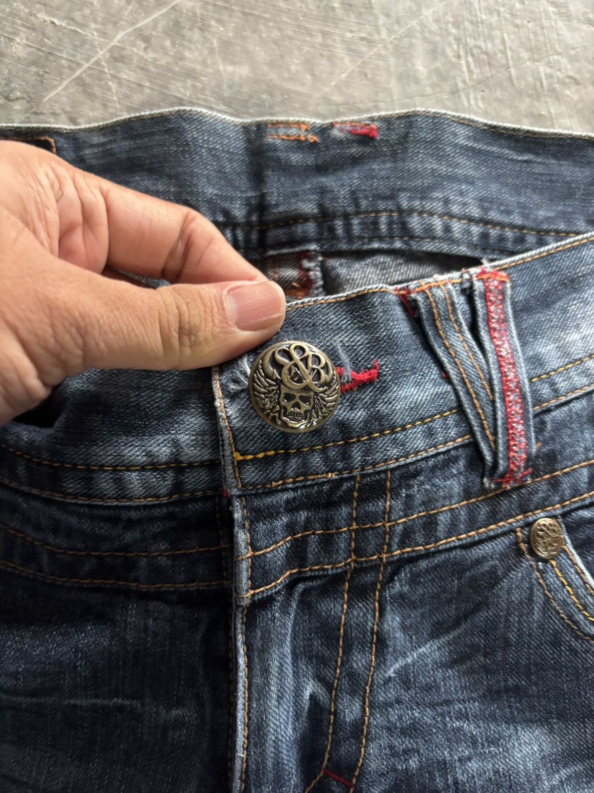 14th Addiction Y2K fade wash jeans skull japanese denim distressed Size US 31 - 3 Thumbnail