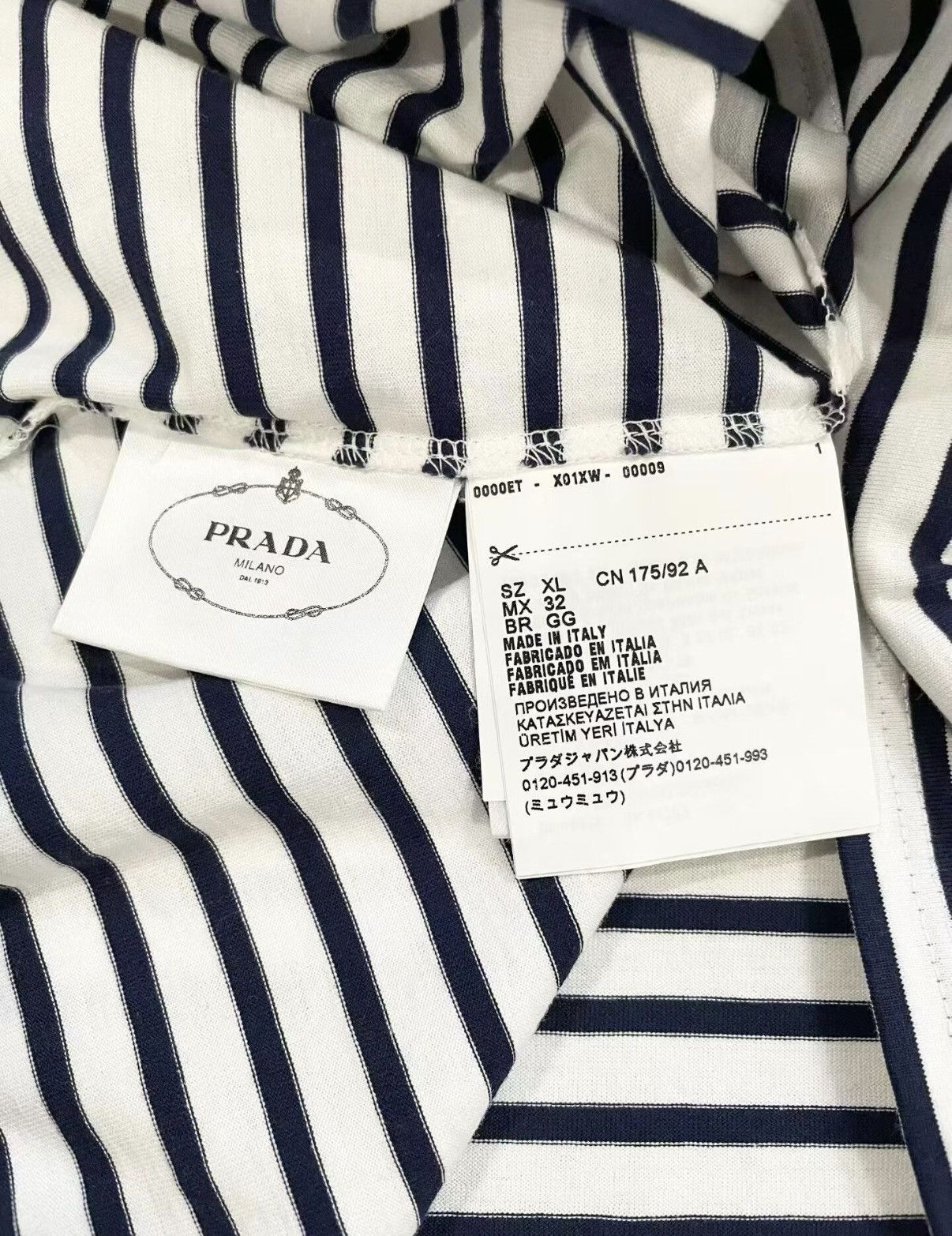 Prada Prada Black & White Striped Long Sleeve T‑shirt J33 Size XL / US 12-14 / IT 48-50 - 5 Thumbnail