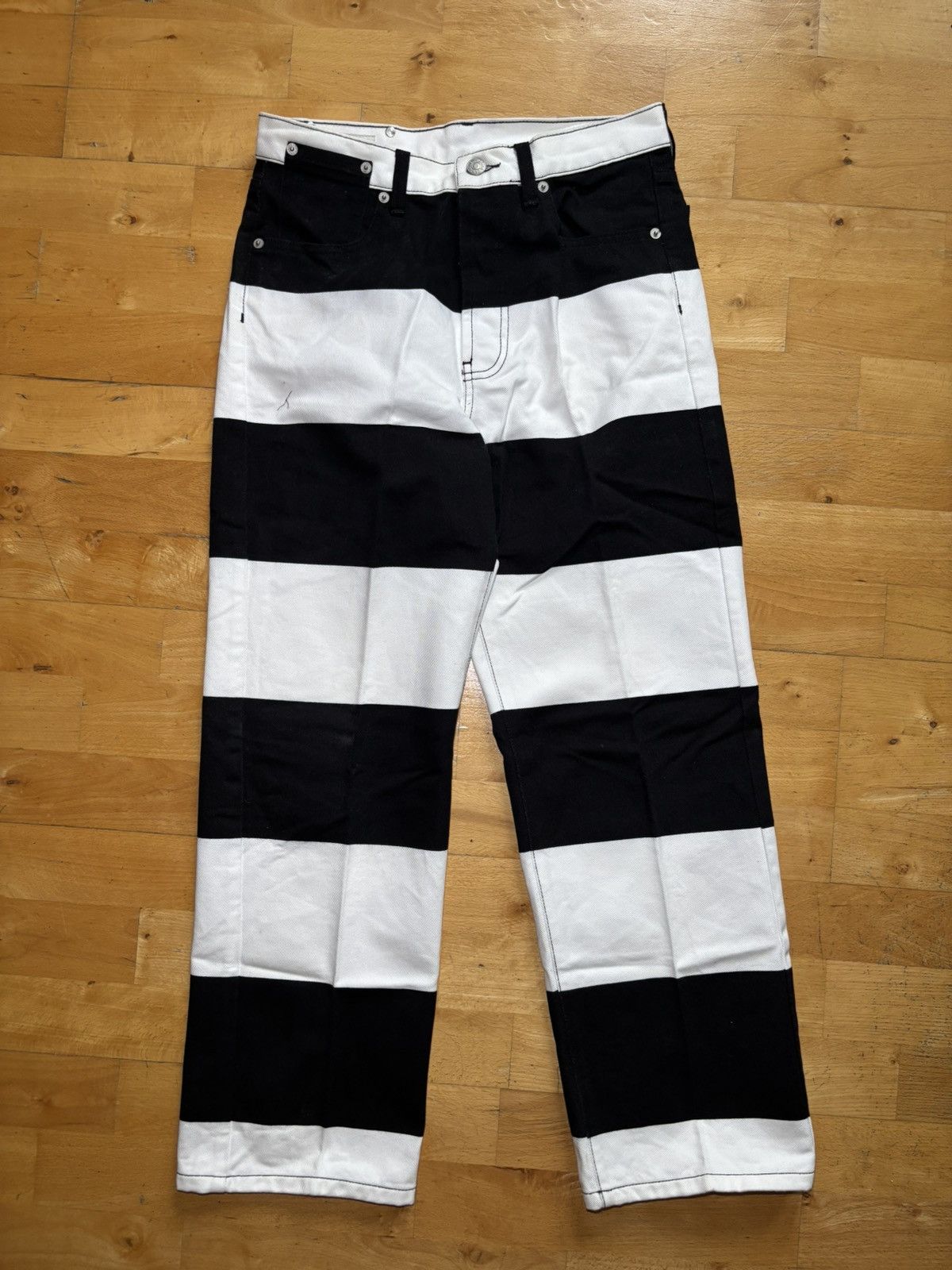 Dries Van Noten Dries van Noten rear prison pants jeans 27 waist black white Size US 27 - 1 Thumbnail