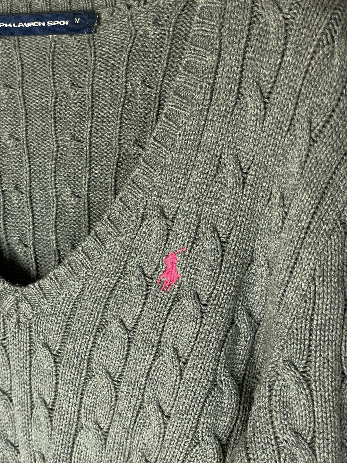 Polo Ralph Lauren × Ralph Lauren Vintage Ralph Lauren Cuble Knit V Neck Sweater Size M / US 6-8 / IT 42-44 - 8 Thumbnail