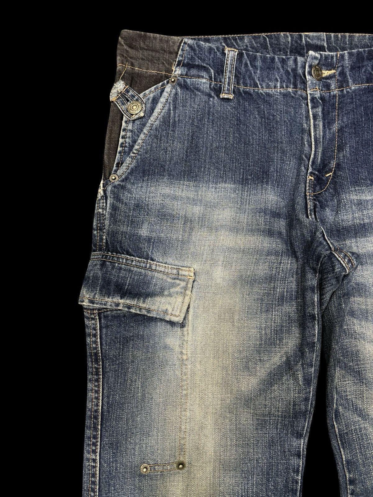 Japanese Brand PPFM Japan Custom Performance Two Tones Cargo Biker Denim Size US 33 - 4 Thumbnail