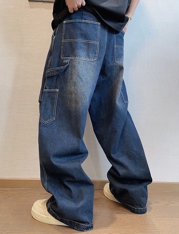 Japanese Brand × Vintage Outdoor retro washed pleated baggy carpenter jeans pants Size US 32 / EU 48 - 5 Thumbnail