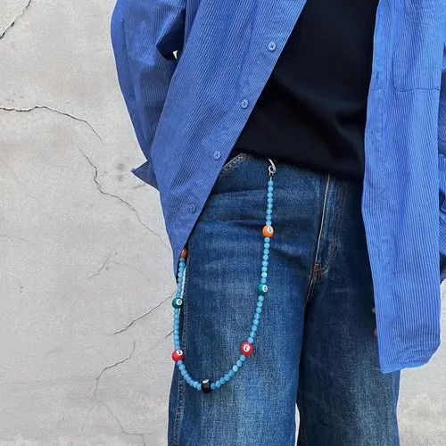 Jewelry 8 Ball Blue Long Wallet Chain, Pants Chain Size ONE SIZE - 1 Thumbnail