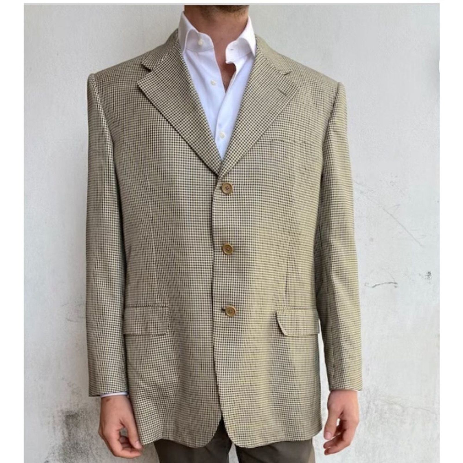 Burberry Burberrys Houndstooth 42R Plaid Blazer Vintage 90s Y2K Size 42R - 2 Thumbnail