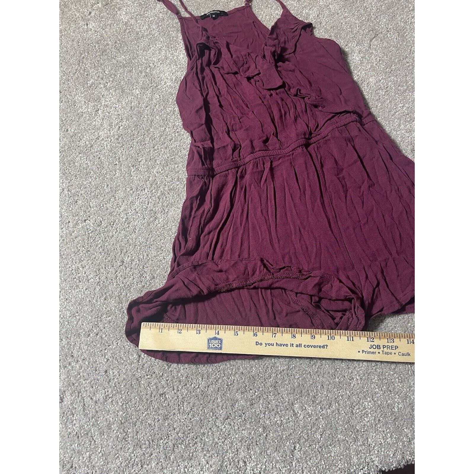 Other 90's Romper Womens M Maroon Ruffled Rayon Boho Whimsigoth Size 26" / US 2 / IT 38 - 5 Thumbnail