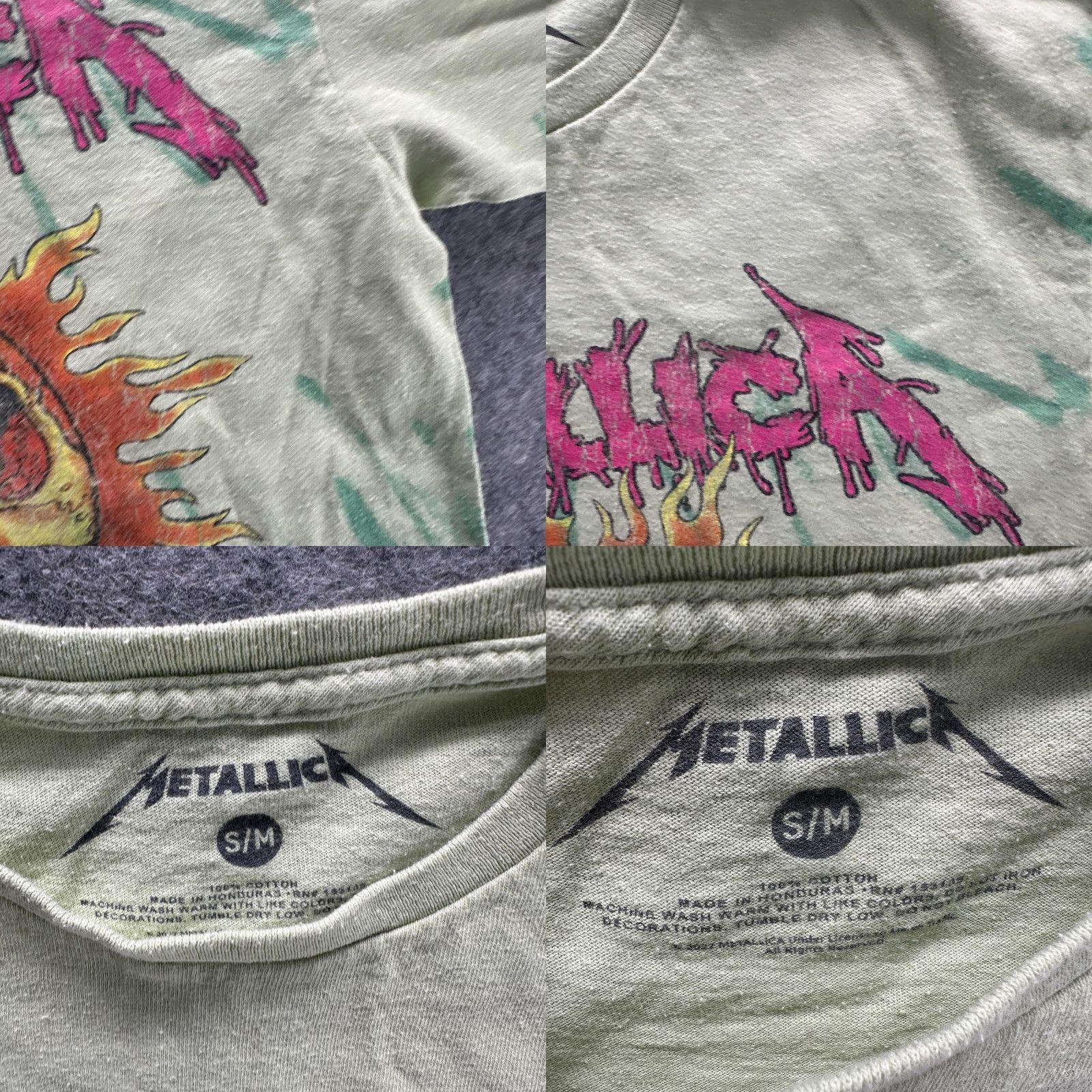 Vintage Metallica Shirt Mens Medium Green Tie Dye Skull Sun Graphic Band Rock Size US M / EU 48-50 / 2 - 8 Thumbnail