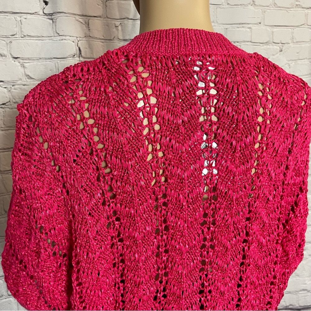 Chicos NWT New Chico's Pink Cotton Blend Knit Shrug Cardigan Size Size XXL / US 16-18 / IT 52-54 - 5 Thumbnail