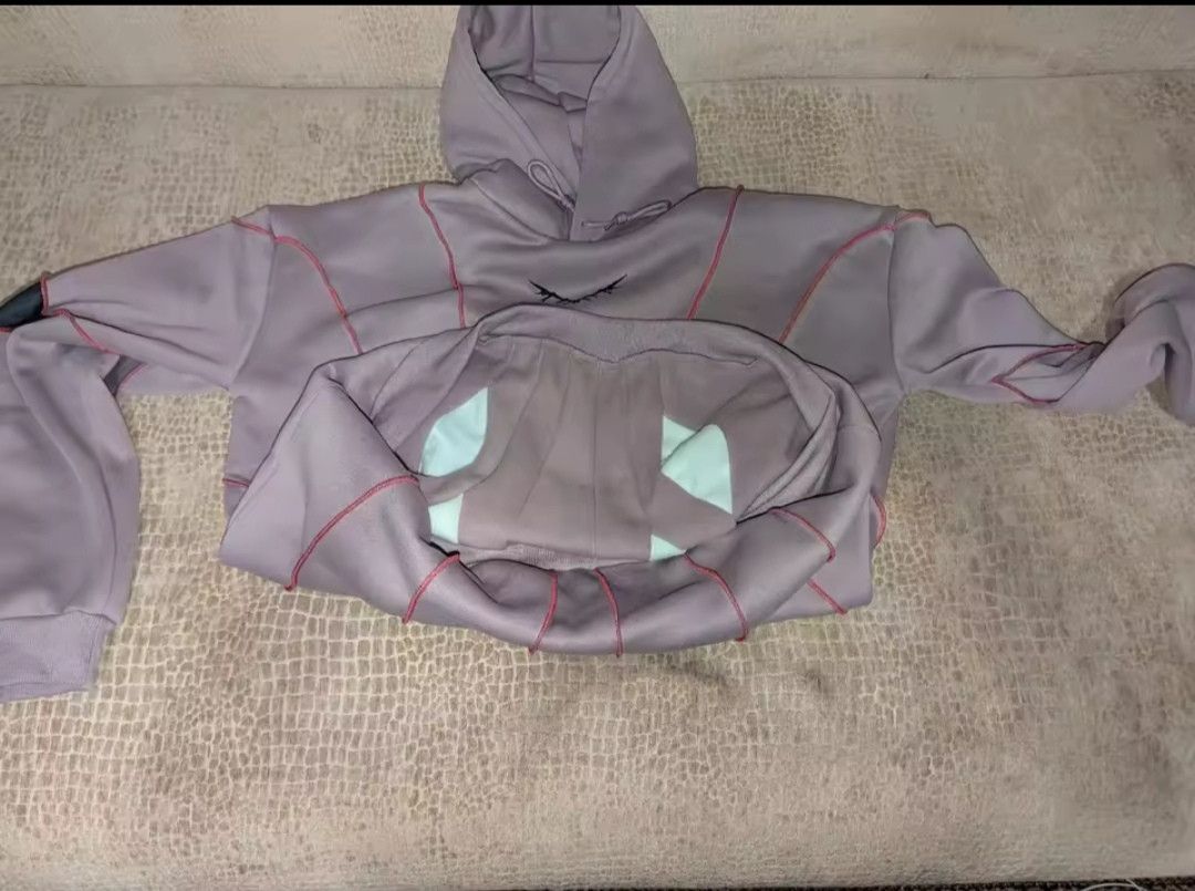 Anime × Japanese Brand Patchwork Gray Devil Eye Hoodie Size US L / EU 52-54 / 3 - 7 Thumbnail