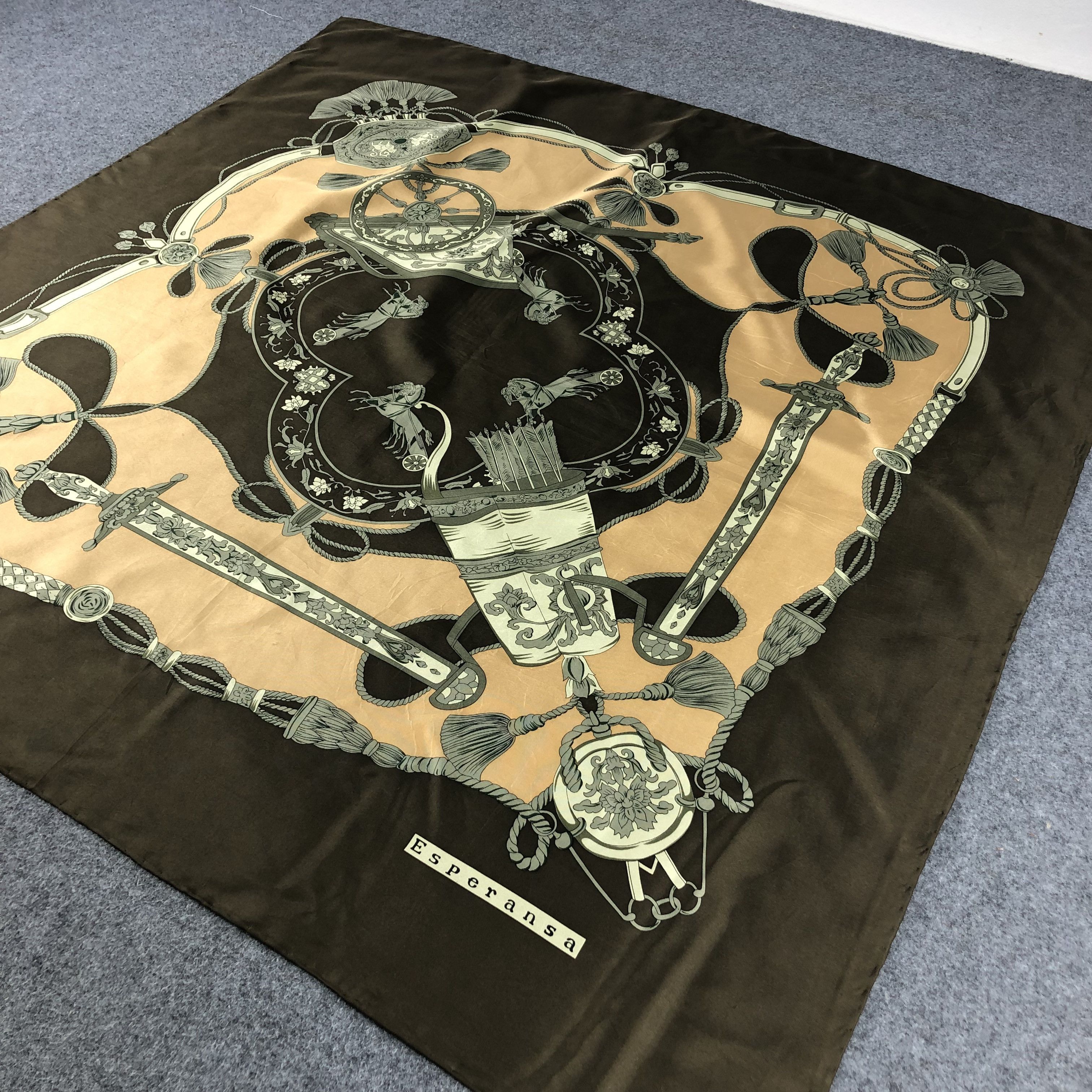 Japanese Brand Esperansa Vintage Luxury Silk Scarf M290 Size ONE SIZE - 4 Thumbnail