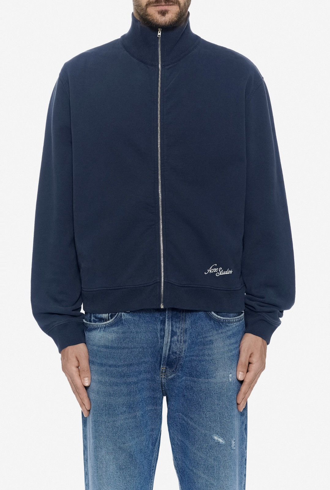Acne Studios Acne Studios Logo Zip Up Deep Blue Catdigan Size US S / EU 44-46 / 1 - 2 Thumbnail