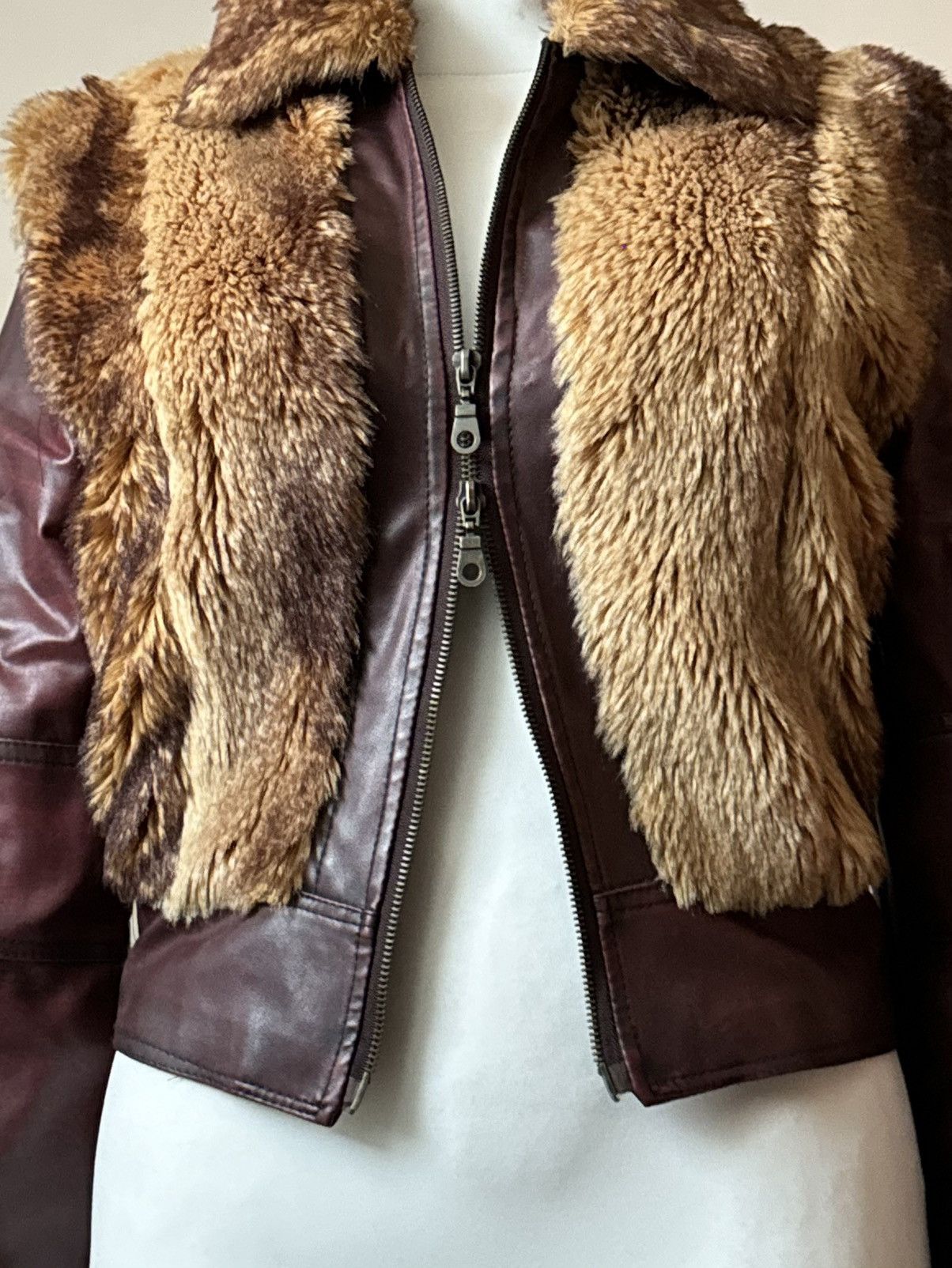 Vintage So sick leather avant garde biker moto jacket with fur Size M / US 6-8 / IT 42-44 - 5 Thumbnail