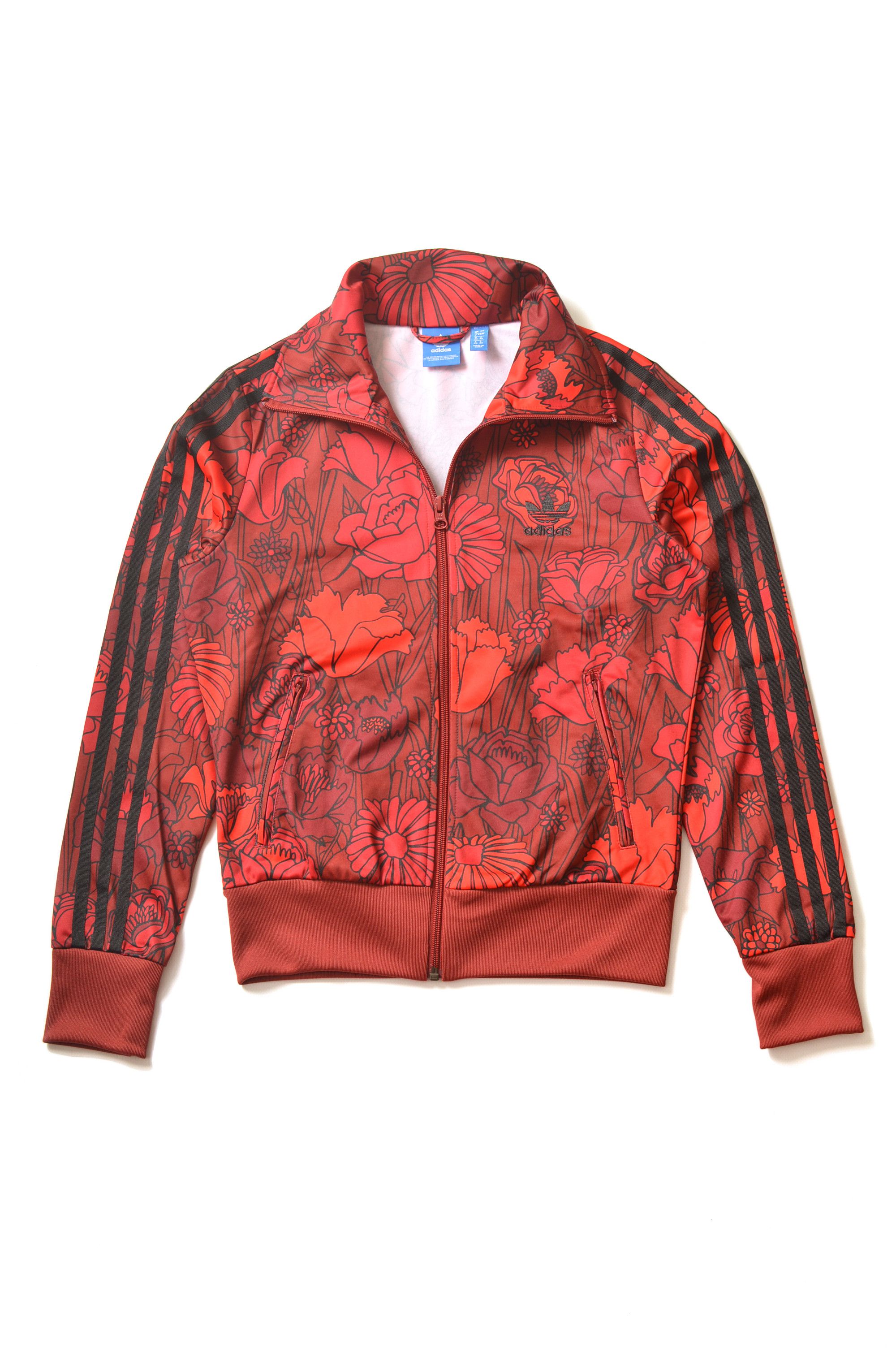 Floral Adidas Ladies Jackets Adidas Womens Firebird Dark Red