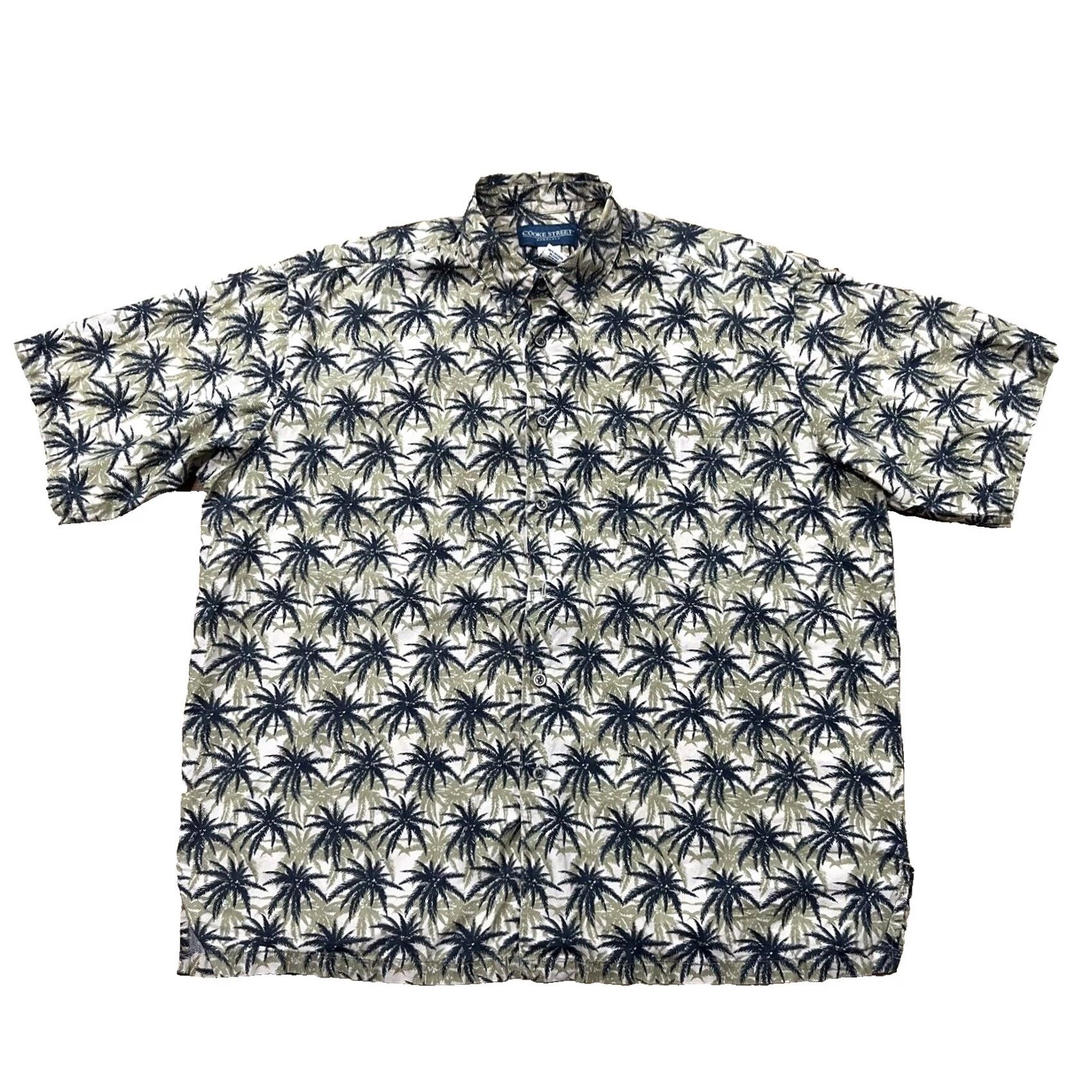 Vintage COOKE STREET HONOLULU Hawaiian Shirt Men L Green Palm Tree Island Aloha 50" Button-Up Casual Short Sleeve Size US L / EU 52-54 / 3 - 4 Thumbnail