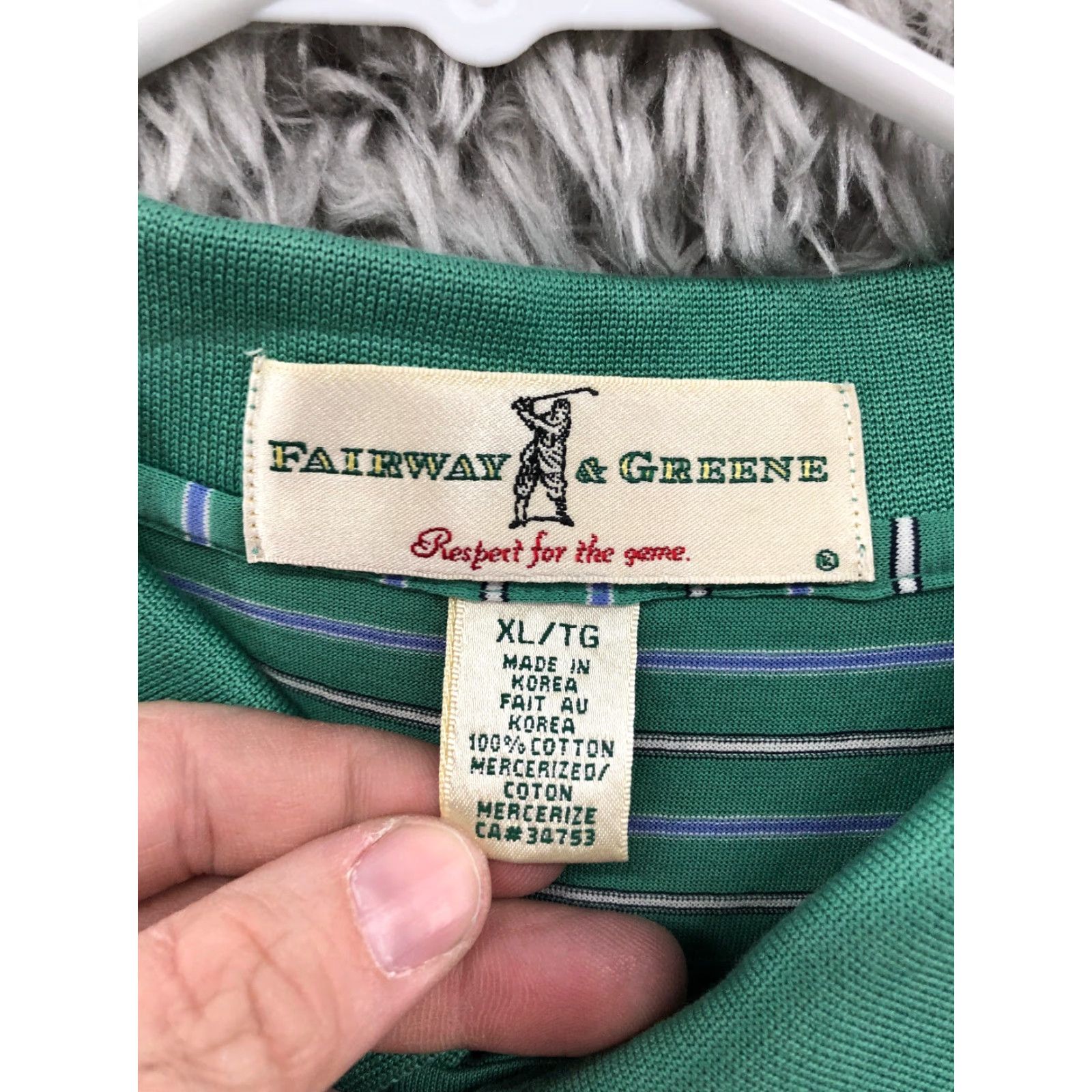 Vintage Fairway & Greene Green Striped Polo Shirt Mens XL Short Sleeve Casual Regular Fit Size US XL / EU 56 / 4 - 5 Thumbnail