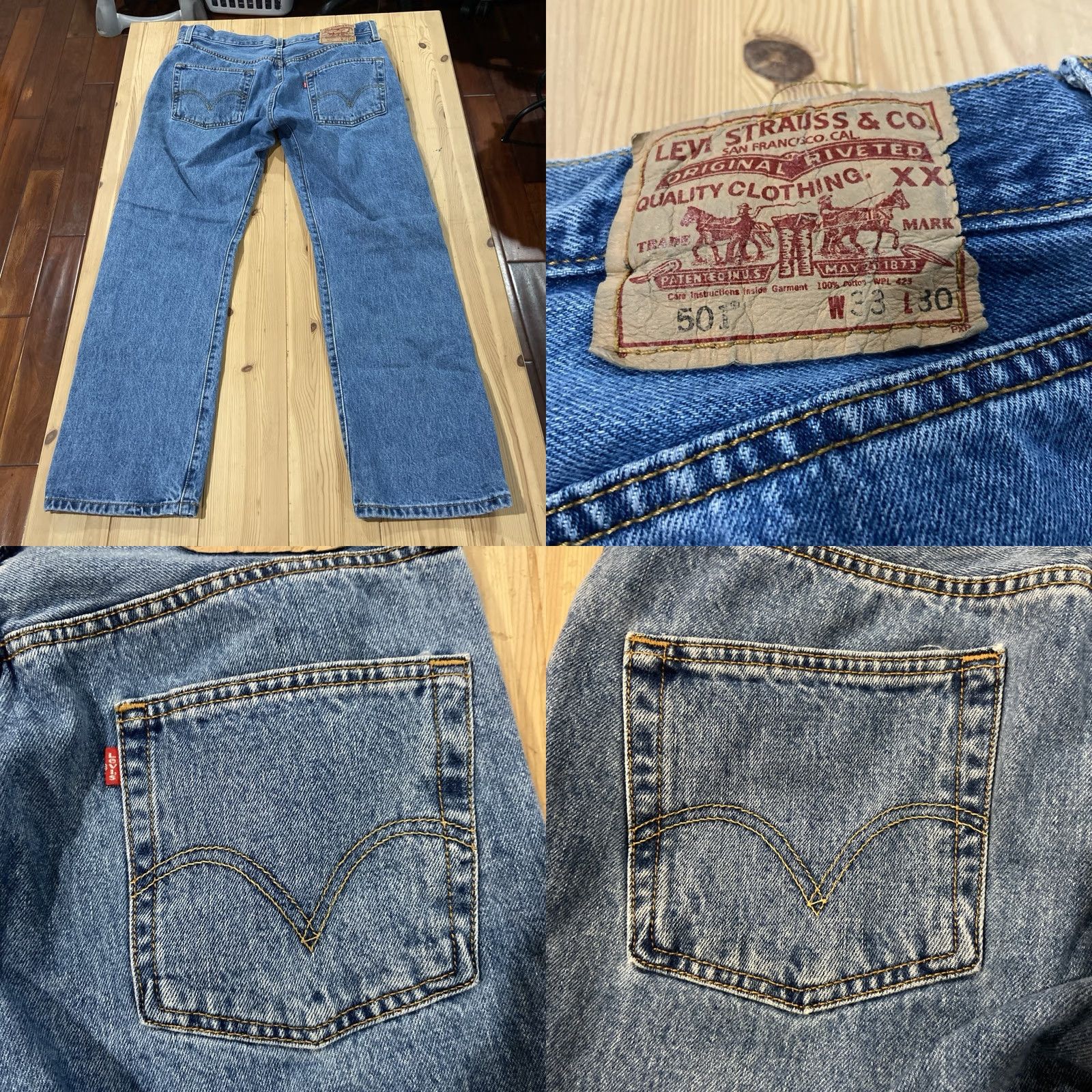 Levi's VINTAGE Levi's 501 XX Jeans Men 33x30 Button Fly Medium Wash Regular 5-Pocket Denim Blue 90s Style Size US 33 - 8 Thumbnail