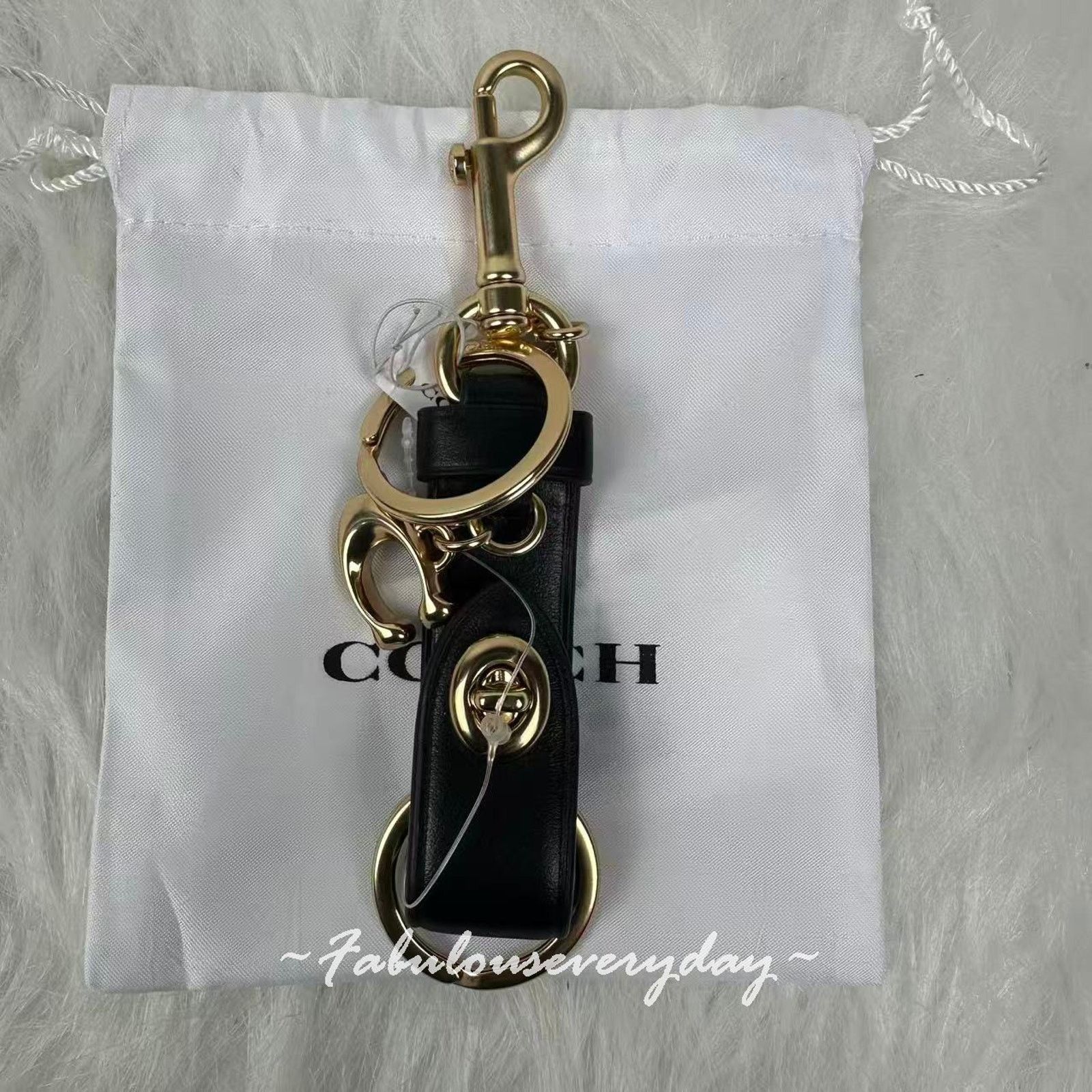 Coach Coach Trigger Snap Bag Charm In Leather/Gold/Black CR727 NWT Size ONE SIZE - 2 Thumbnail