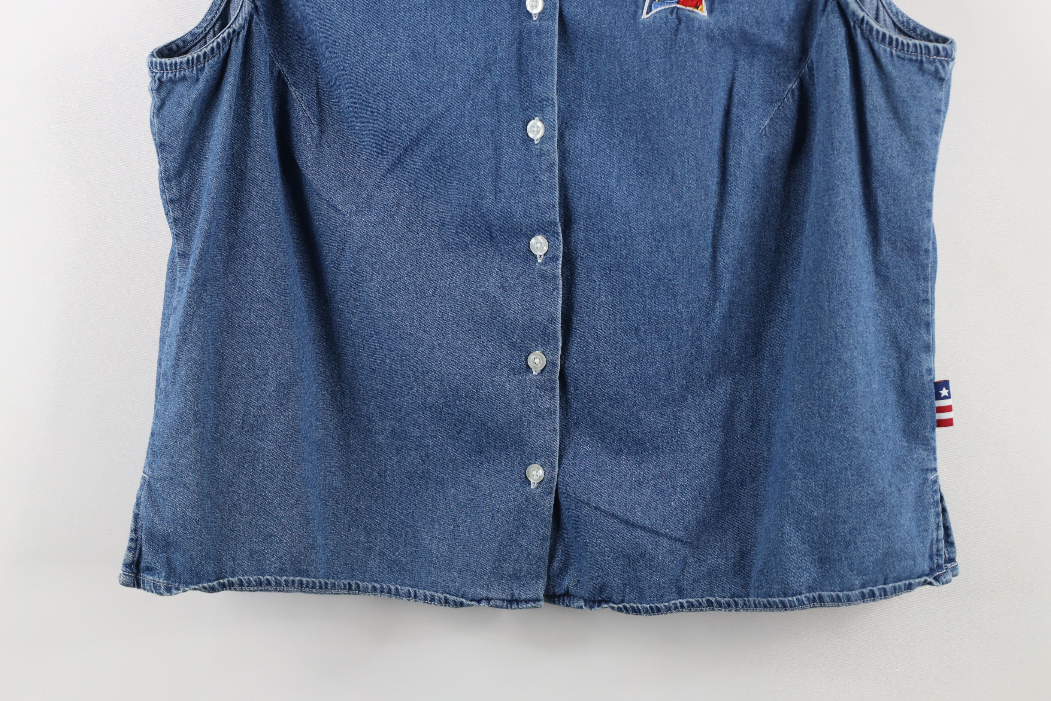 Disney × Vintage Vintage 90s Disney the Pooh Sleeveless Denim Button Shirt Size XL / US 12-14 / IT 48-50 - 3 Thumbnail