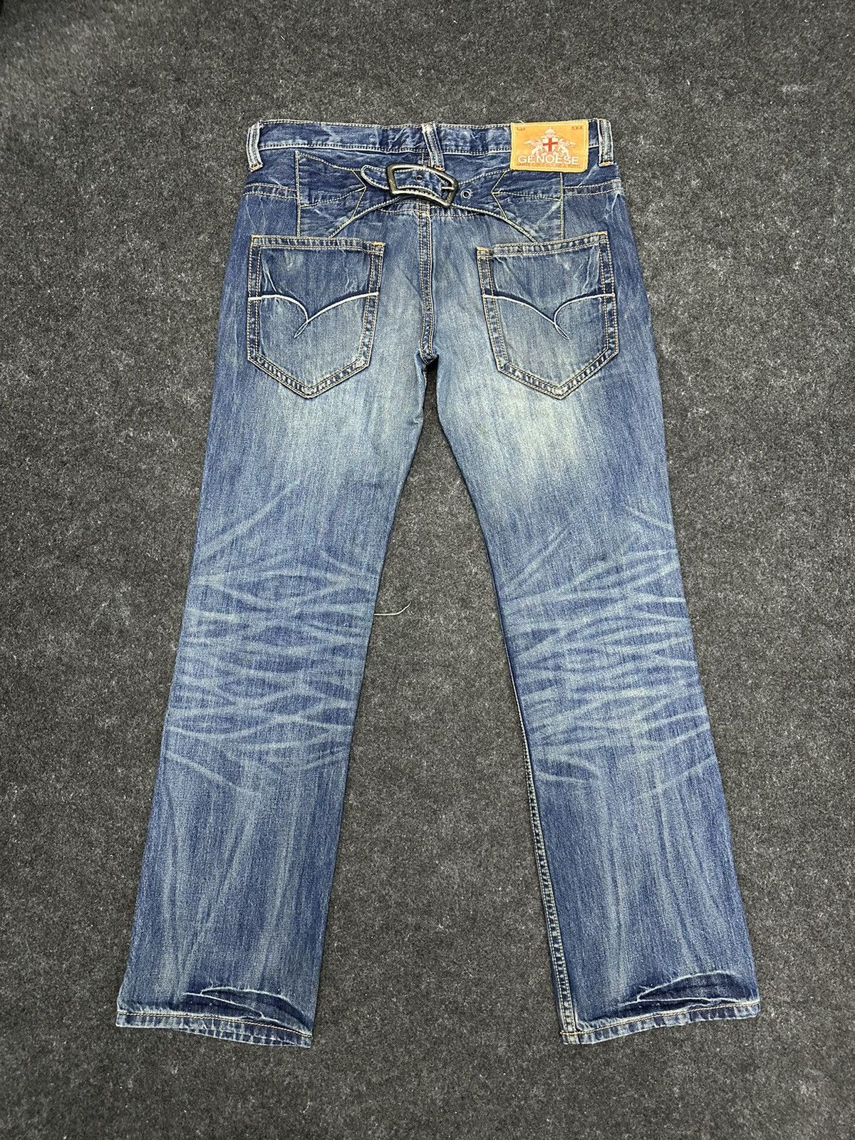 Japanese Brand Genoese Designer Blue Washed Faded Denim 36x33 F56 Size US 36 / EU 52 - 2 Thumbnail
