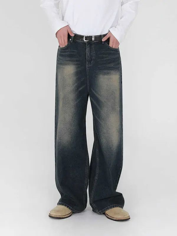 VIBE Blue Washed Wide Leg Denim Jeans Size US 32 / EU 48 - 6 Thumbnail