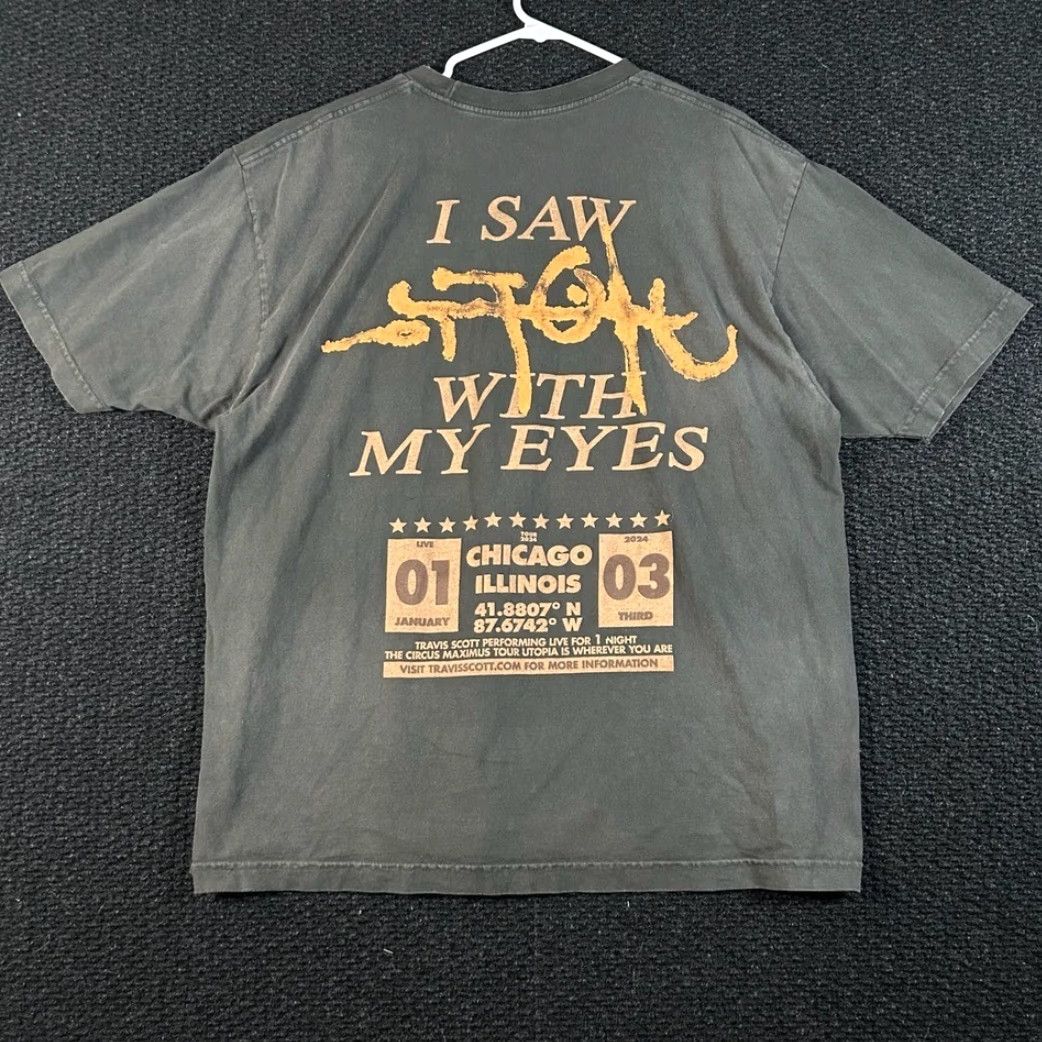 Travis Scott Tour By Travis Scott I Saw With My Eyes Black Faded Graphic T-Shirt Men’s XL Size US XL / EU 56 / 4 - 2 Thumbnail