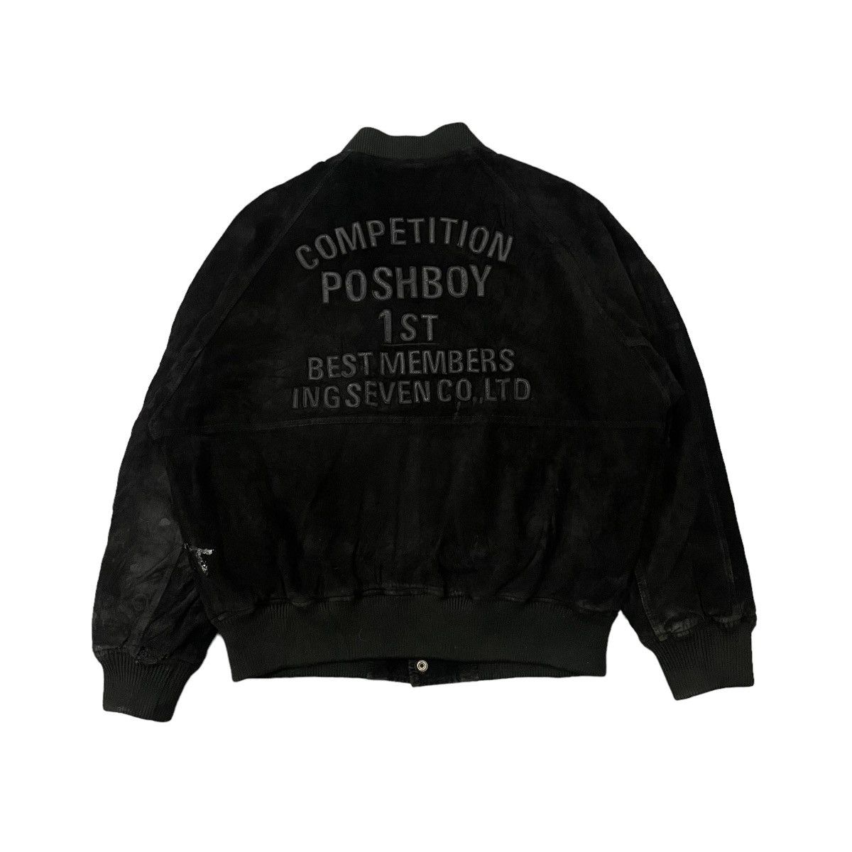 Japanese Brand Vintage Poshboy Blackout Pig Skin Leather Varsity Jacket Size US L / EU 52-54 / 3 - 1 Thumbnail