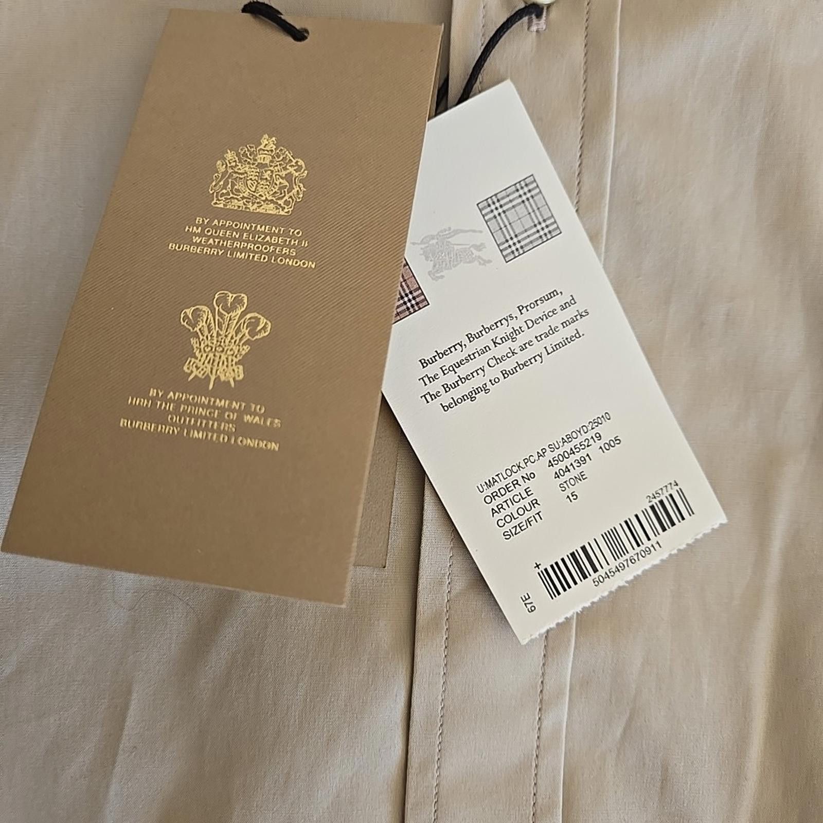 Burberry NWT Mens S Burberry Button Up Long Sleeve Stone Slim 15 - 38 Size US S / EU 44-46 / 1 - 6 Thumbnail