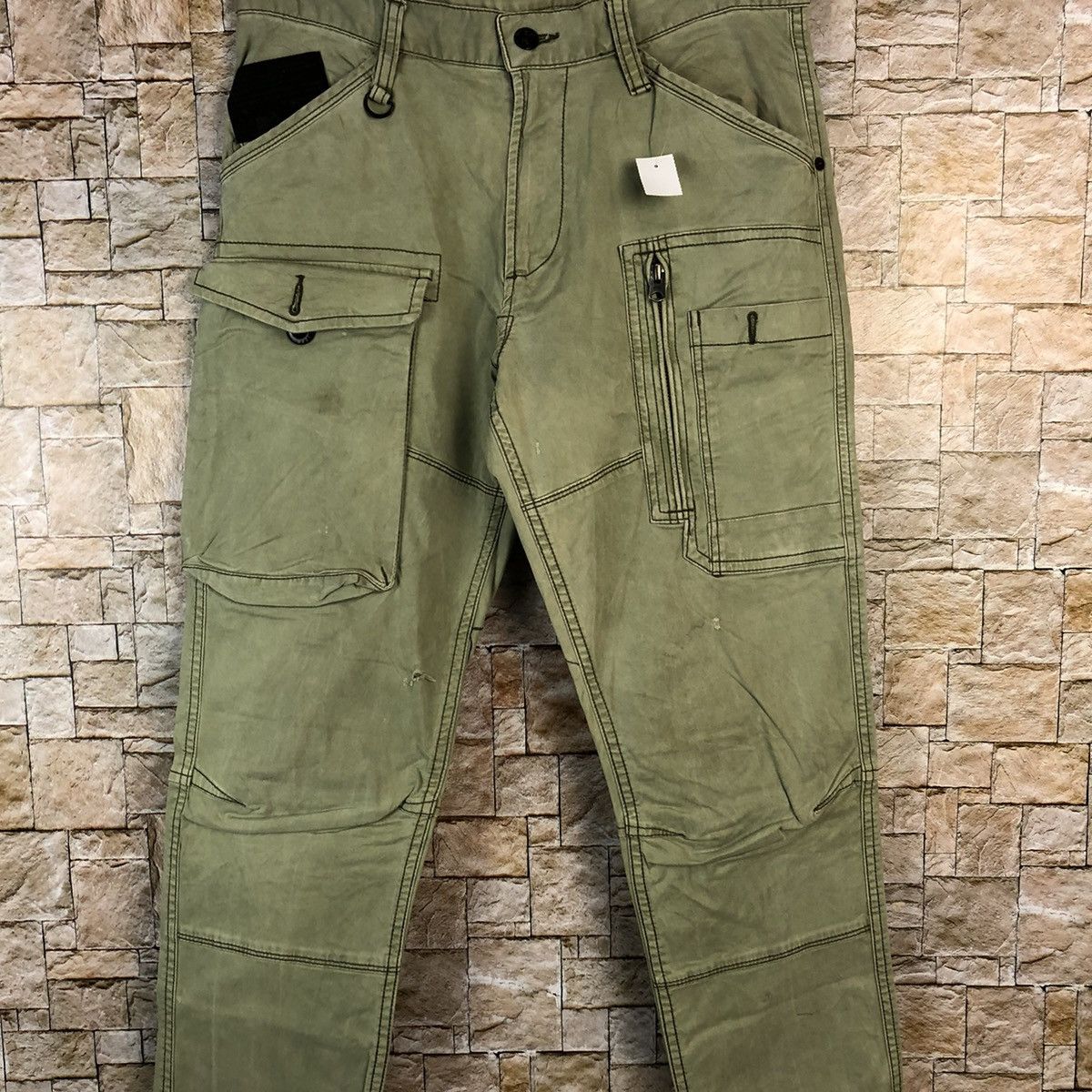 Japanese Brand IZRF Military Green Cargo Multipocket Pants #A1158 Size US 31 - 5 Thumbnail