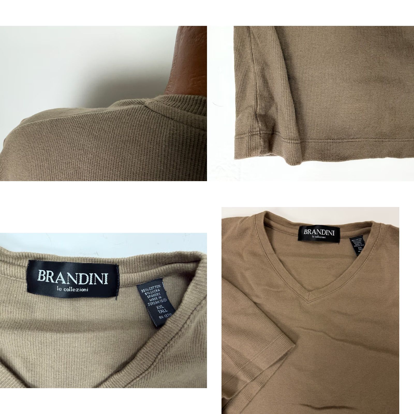 Vintage Brandini T-Shirt Men 2XL Tall V-Neck Short Sleeve Vintage Style Cotton Spandex Brown 90s Hipster Y2K Casual Shirt Mens Size US XXL / EU 58 / 5 - 8 Thumbnail