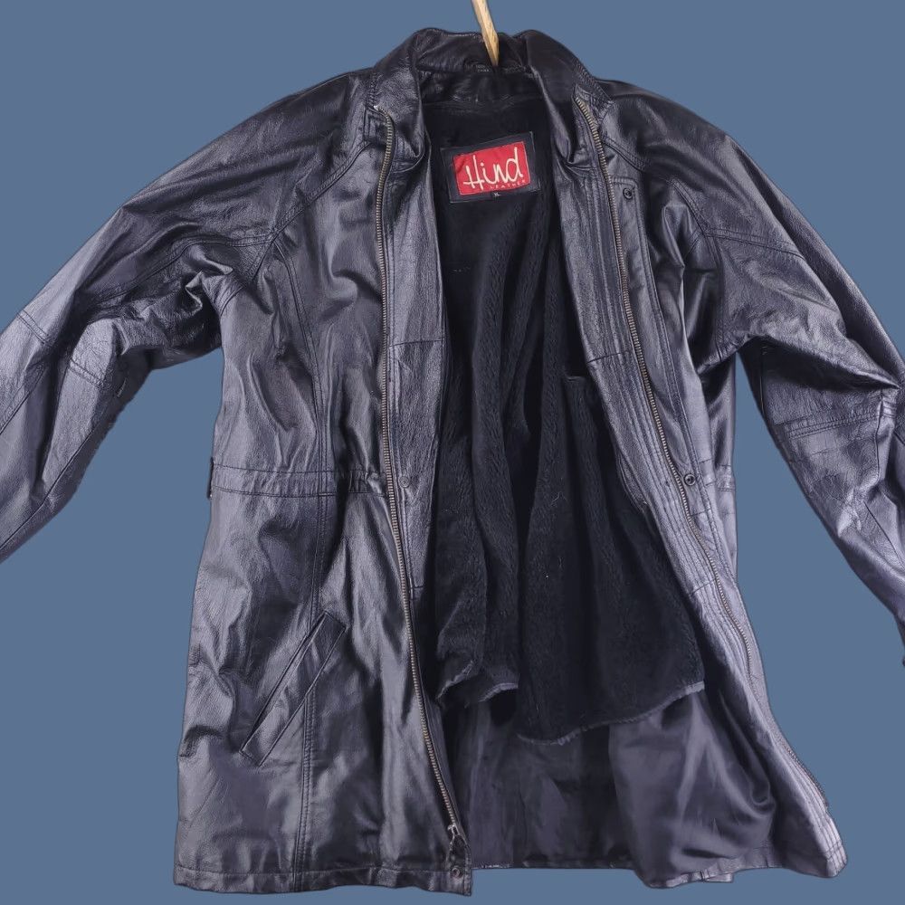Vintage Hind Jacket Mens XL Black Leather Jacket Insulated Liner Warm Zip Overcoat Size US XL / EU 56 / 4 - 1 Thumbnail