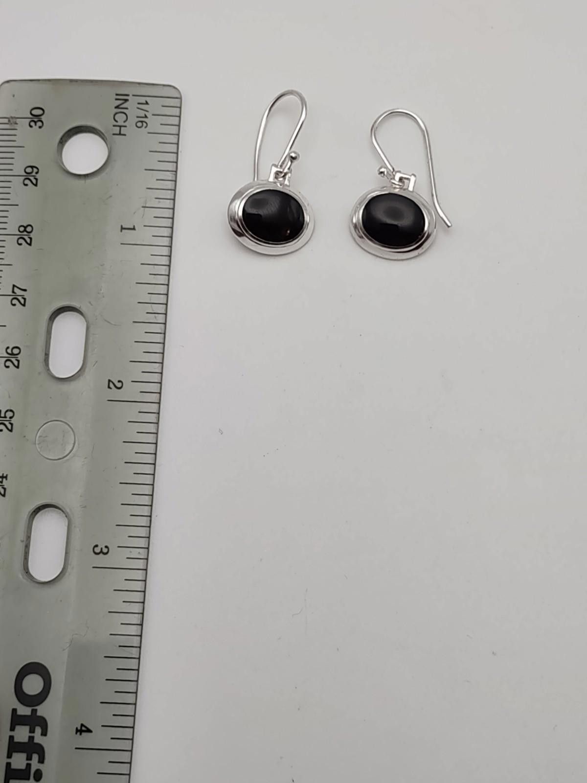 Kaptain Sunshine VTG Sunstone Imports .925 Sterling Silver Black Onyx Dangles Size ONE SIZE - 3 Thumbnail