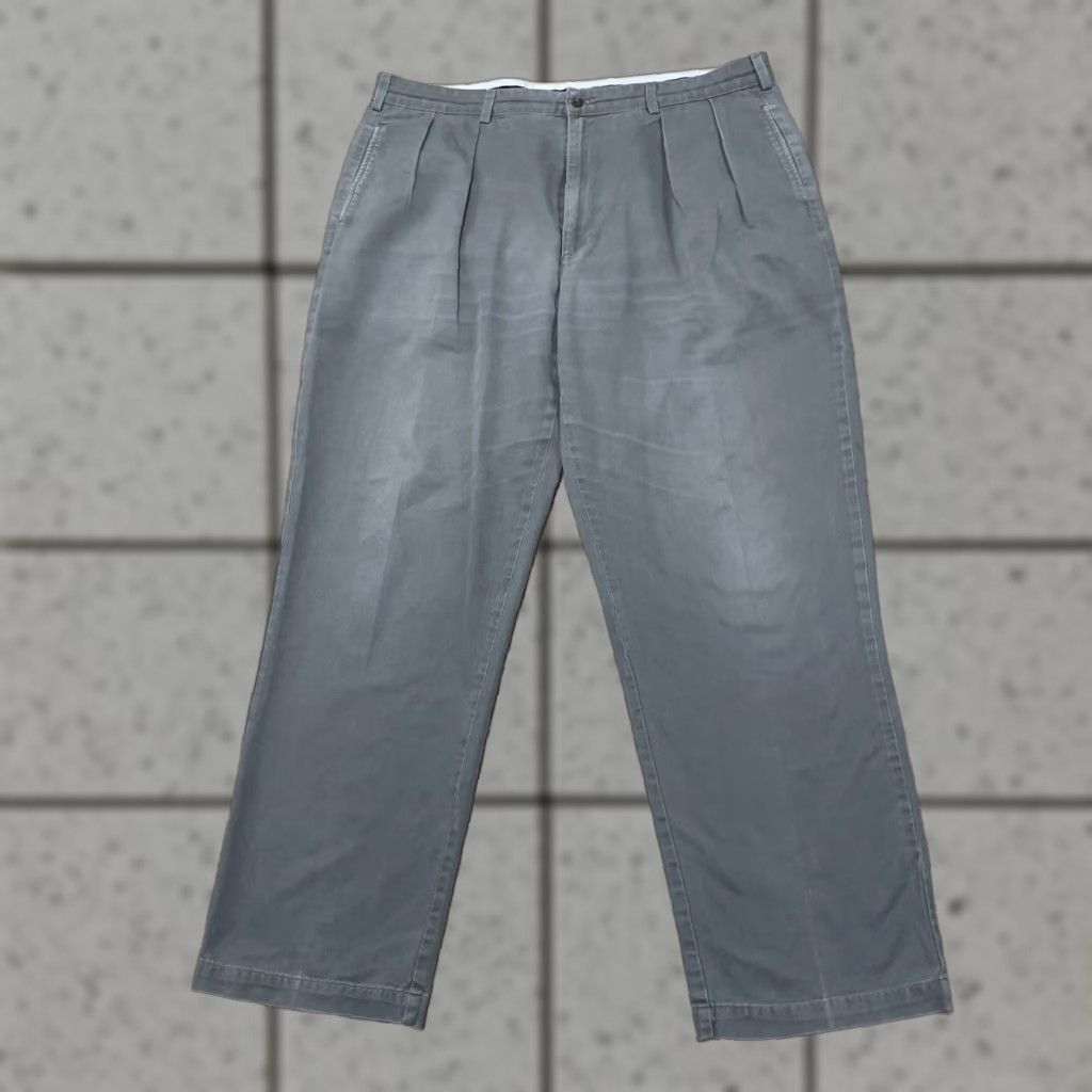 Polo Ralph Lauren VINTAGE Polo Ralph Lauren Chino Pants Men 42x32 Pleated Regular Fit Gray Light Green USA 90s Preppy Americana Classic Vintage Core Men Size US XL / EU 56 / 4 - 1 Thumbnail