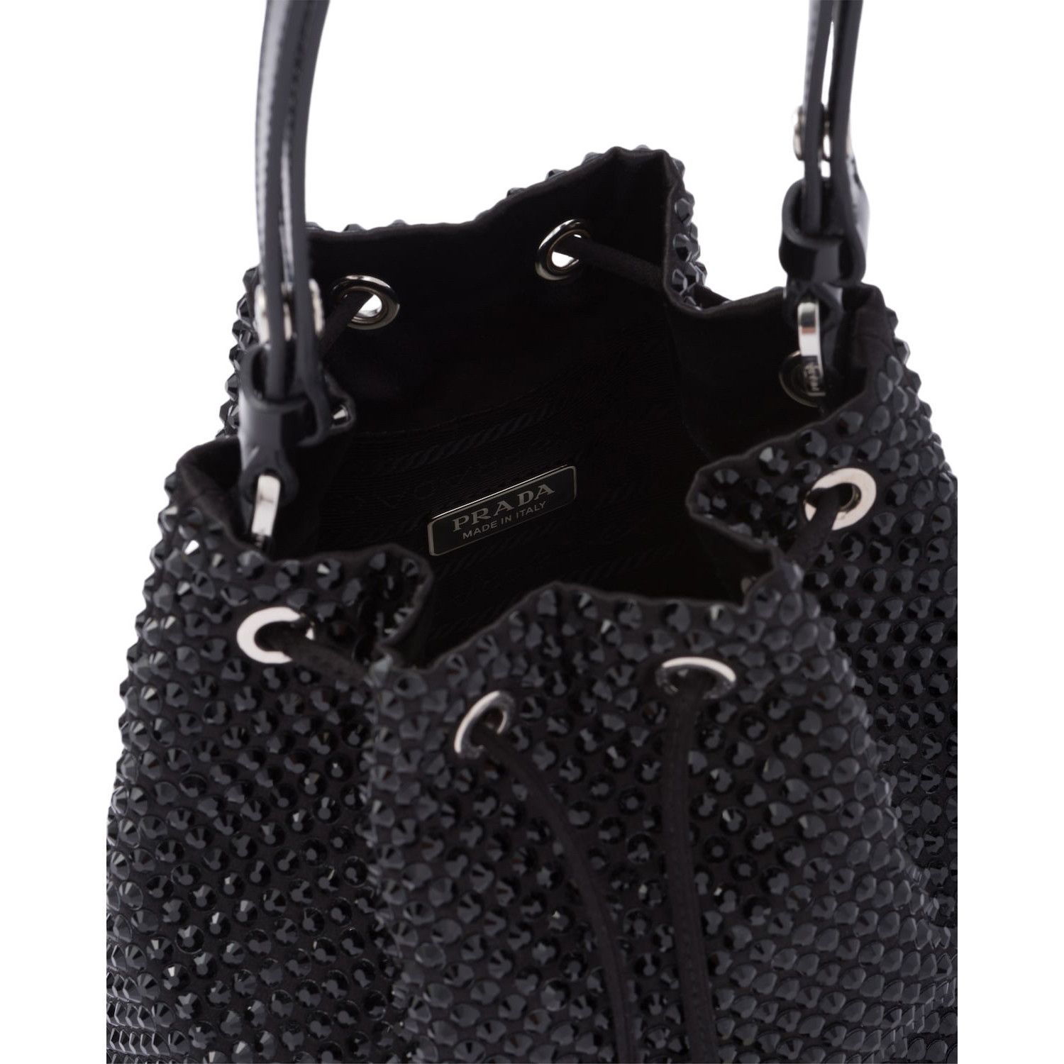 Prada PRADA $3750 Black Satin WIth Crystals Mini Top Handle Bag Ne Size ONE SIZE - 4 Thumbnail
