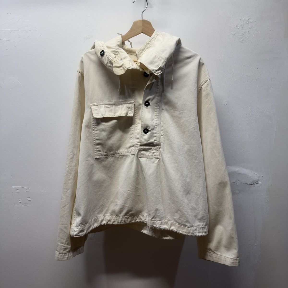 Vintage 40s WW2 US Navy Anti Gas Gunner Smock Jacket First Pattern Size US XL / EU 56 / 4 - 19 Thumbnail