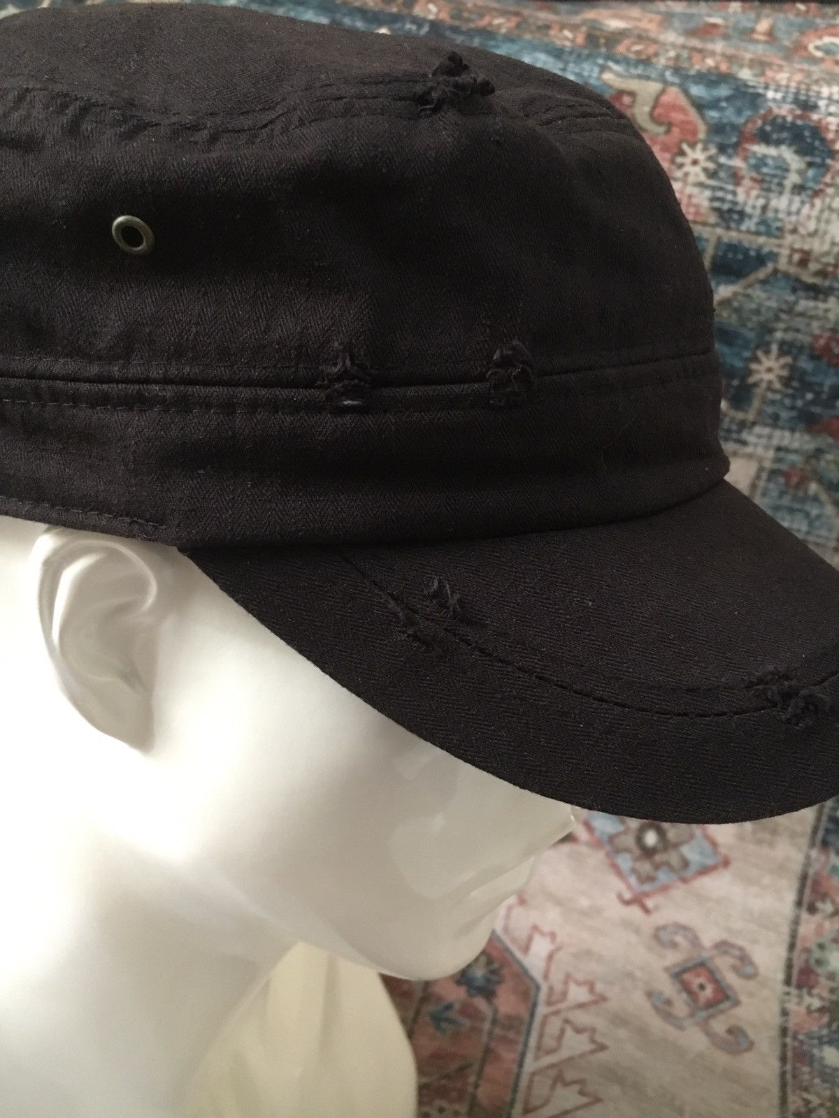 If Six Was Nine × Japanese Brand × Le Grande Bleu (L.G.B.) Black Pearl Studded Patrol Cap Size ONE SIZE - 3 Thumbnail