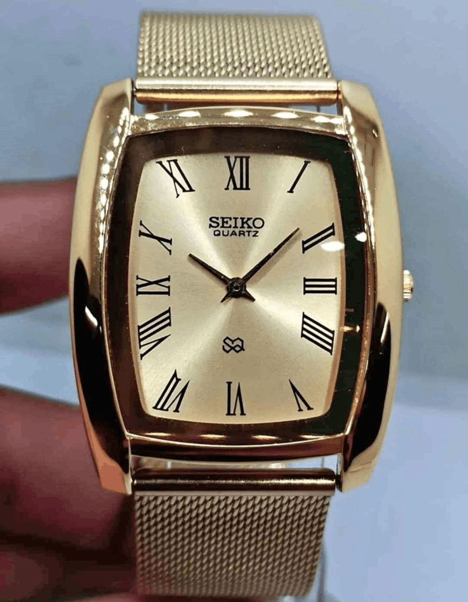 image of Japan Seiko Tank Sq Gold Color Authentic Watch Vintage Gift, Men's