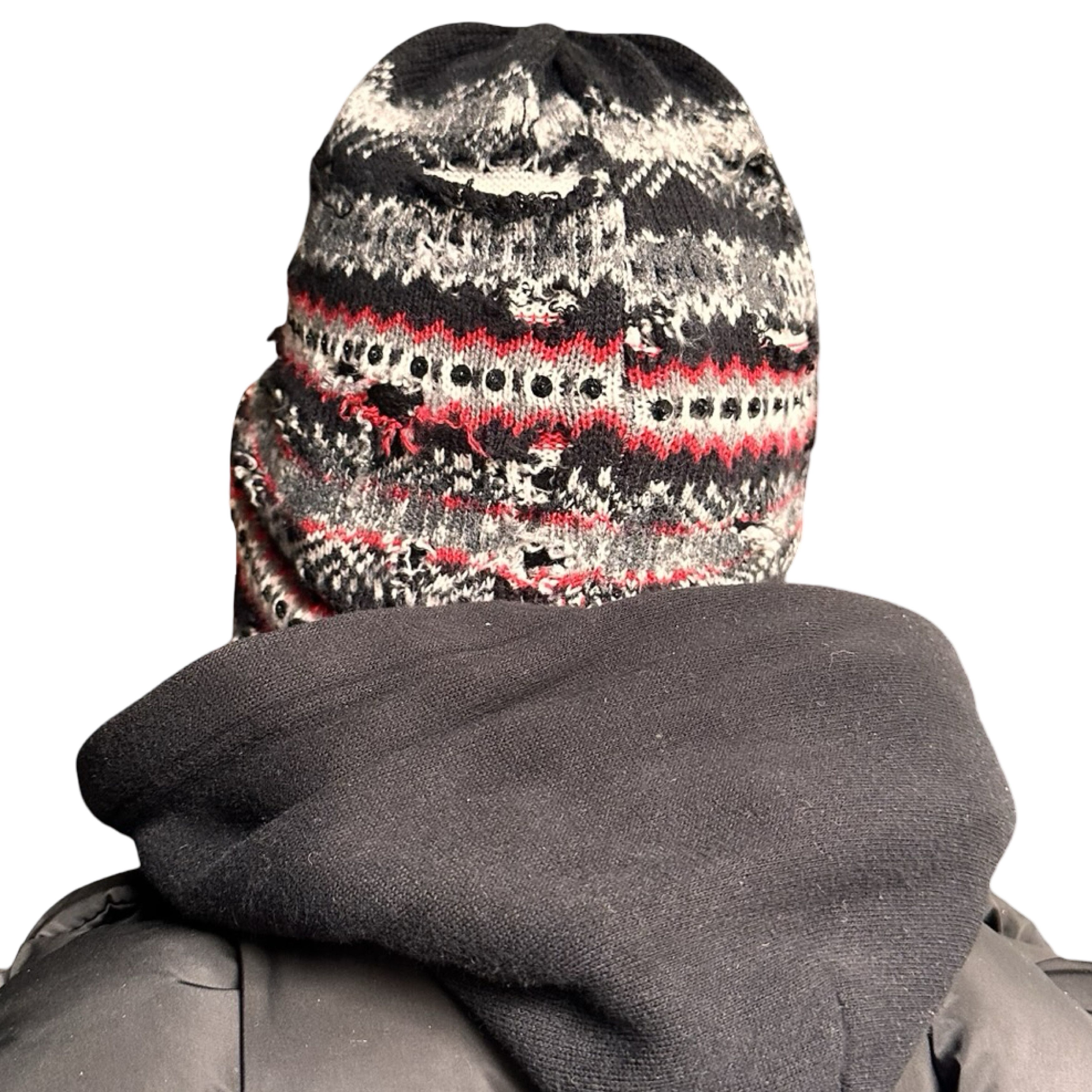 Vintage ASTROBOI* Black Sequin Fair Isle Braided Grunge Beanie Hat Size ONE SIZE - 4 Thumbnail
