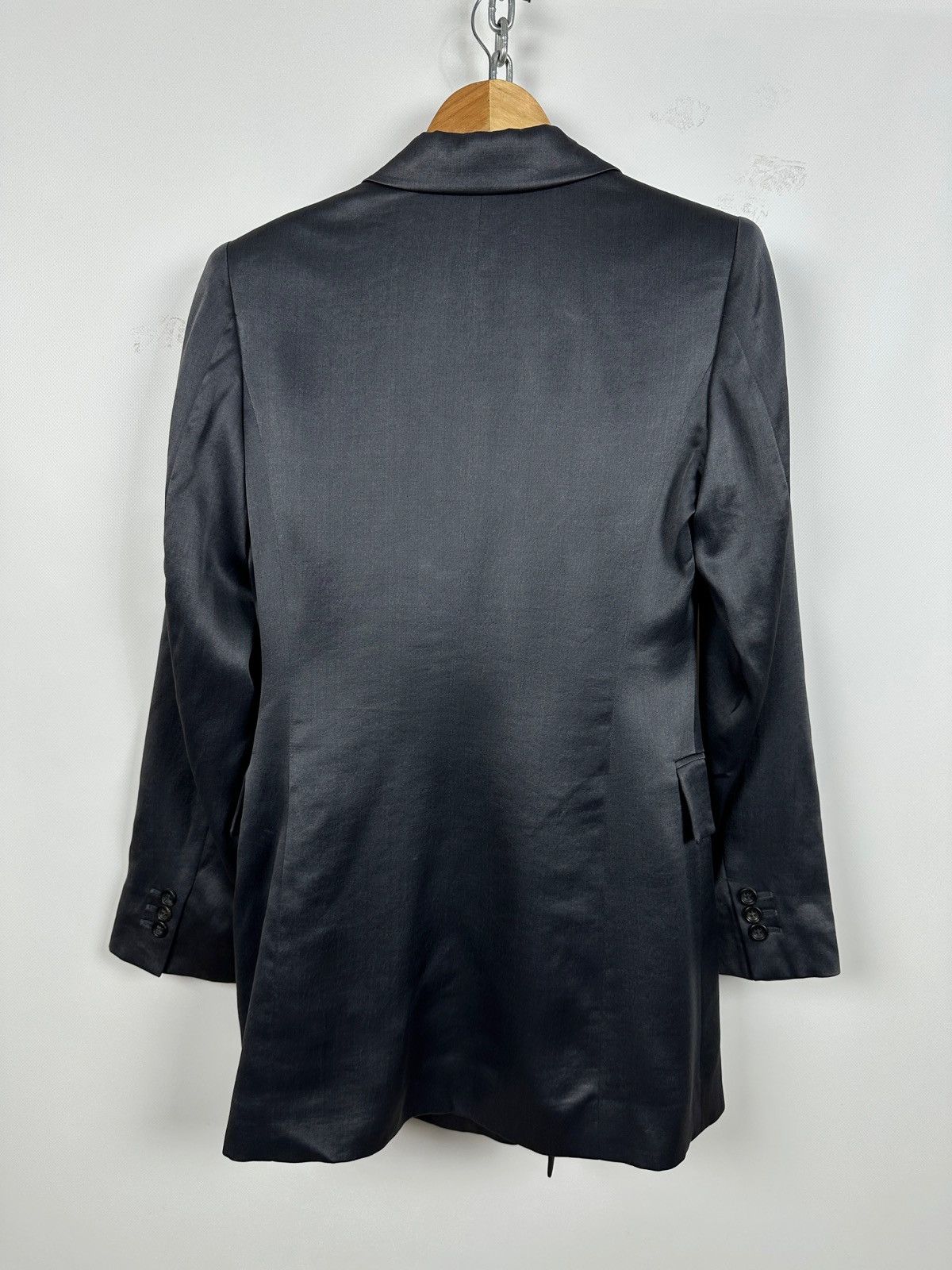 Jil Sander 90-00s Vintage Jil Sander Gray Silk Double Breasted Blazer Size XS / US 0-2 / IT 36-38 - 2 Thumbnail