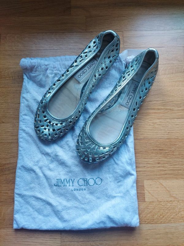 Jimmy Choo Jimmy Choo silver leather ballet flats 2.5 Size US 4.5 / IT 34.5 - 2 Thumbnail