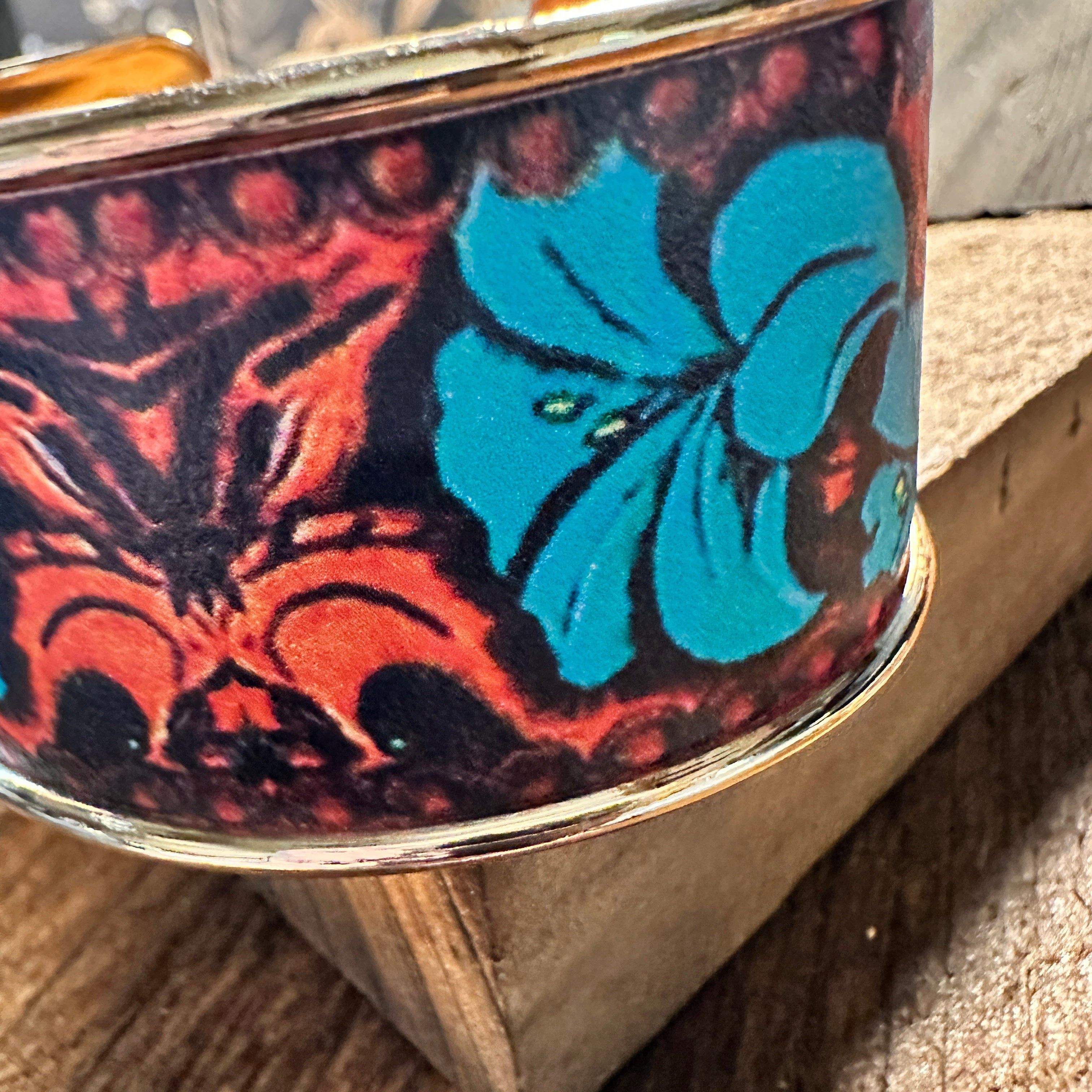 Other Boho Native American Floral Wide Cuff Bangle Bracelet, Ships Size ONE SIZE - 2 Thumbnail