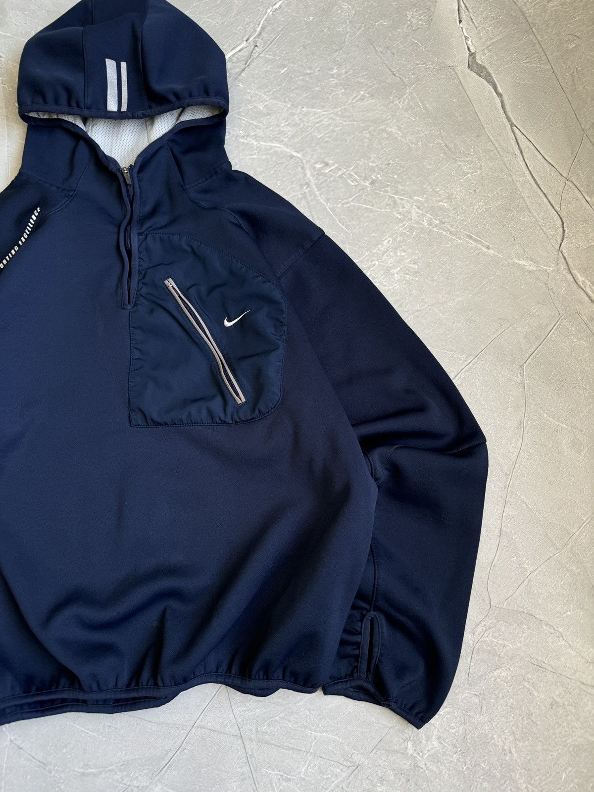 Nike Vintage 00s Nike Ninja Hoodie 1/2 Zip Navy Small Swoosh Y2k Size US M / EU 48-50 / 2 - 4 Thumbnail