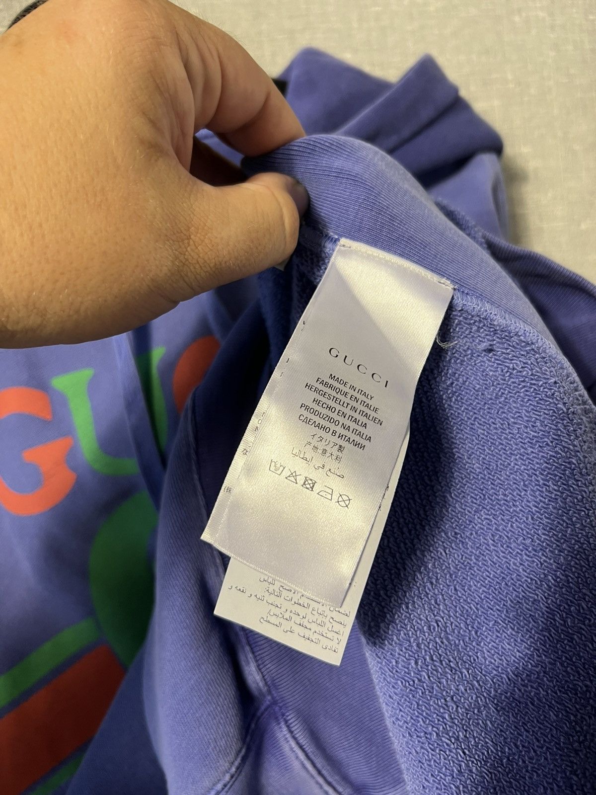 Gucci Gucci Blue Washed Effect Knit Interlocking GG Print Hoodie Size US M / EU 48-50 / 2 - 22 Thumbnail