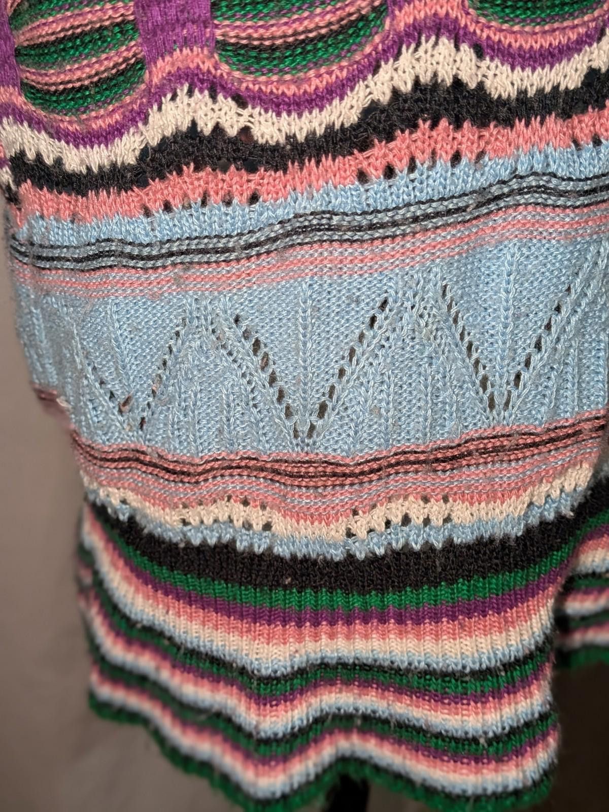 Live Mechanics VTG Y2K LIV Boho Multicolored Striped Crochet Mini Dress M Size M / US 6-8 / IT 42-44 - 4 Thumbnail