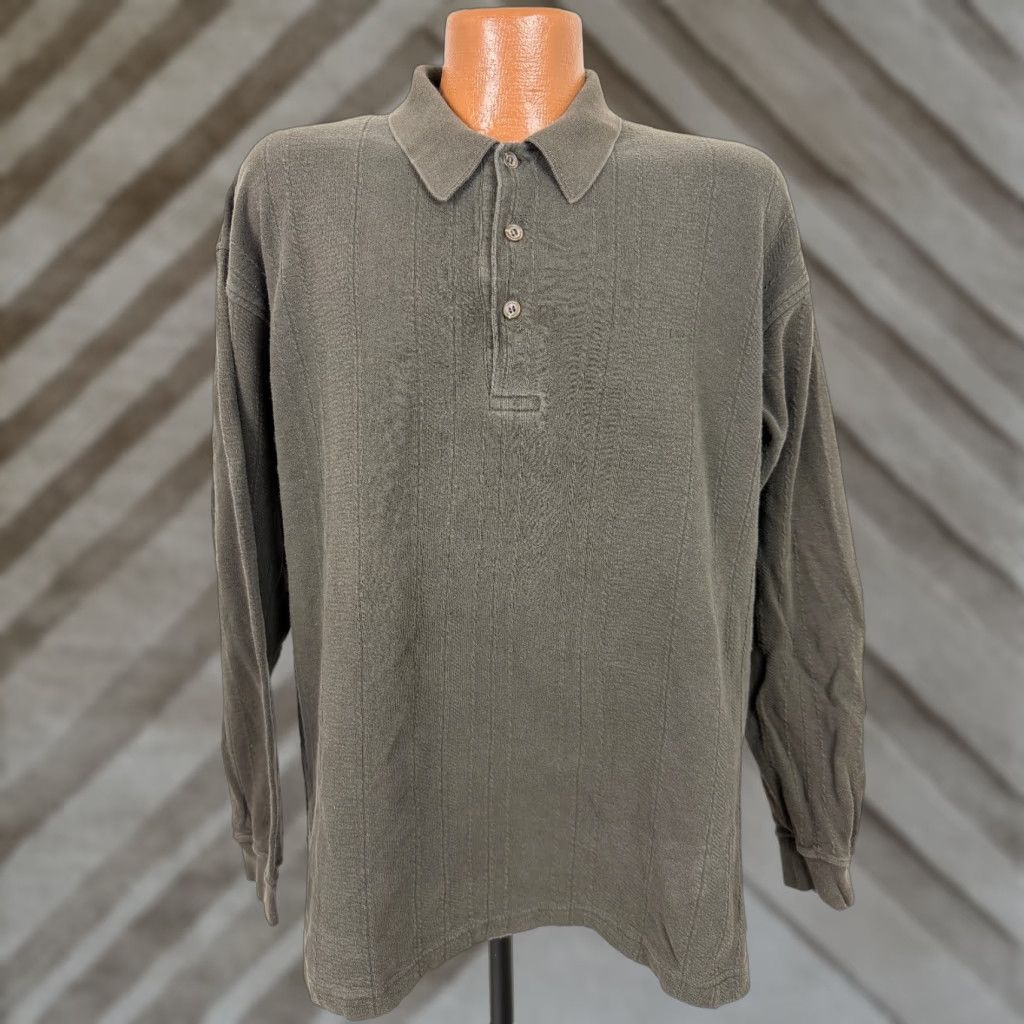 Guess VINTAGE GUESS Polo Shirt Men M Oversized 90s Brown Heavyweight Cotton Polo Mens Wide Collar 90s Grunge Hip Hop Size US M / EU 48-50 / 2 - 1 Thumbnail