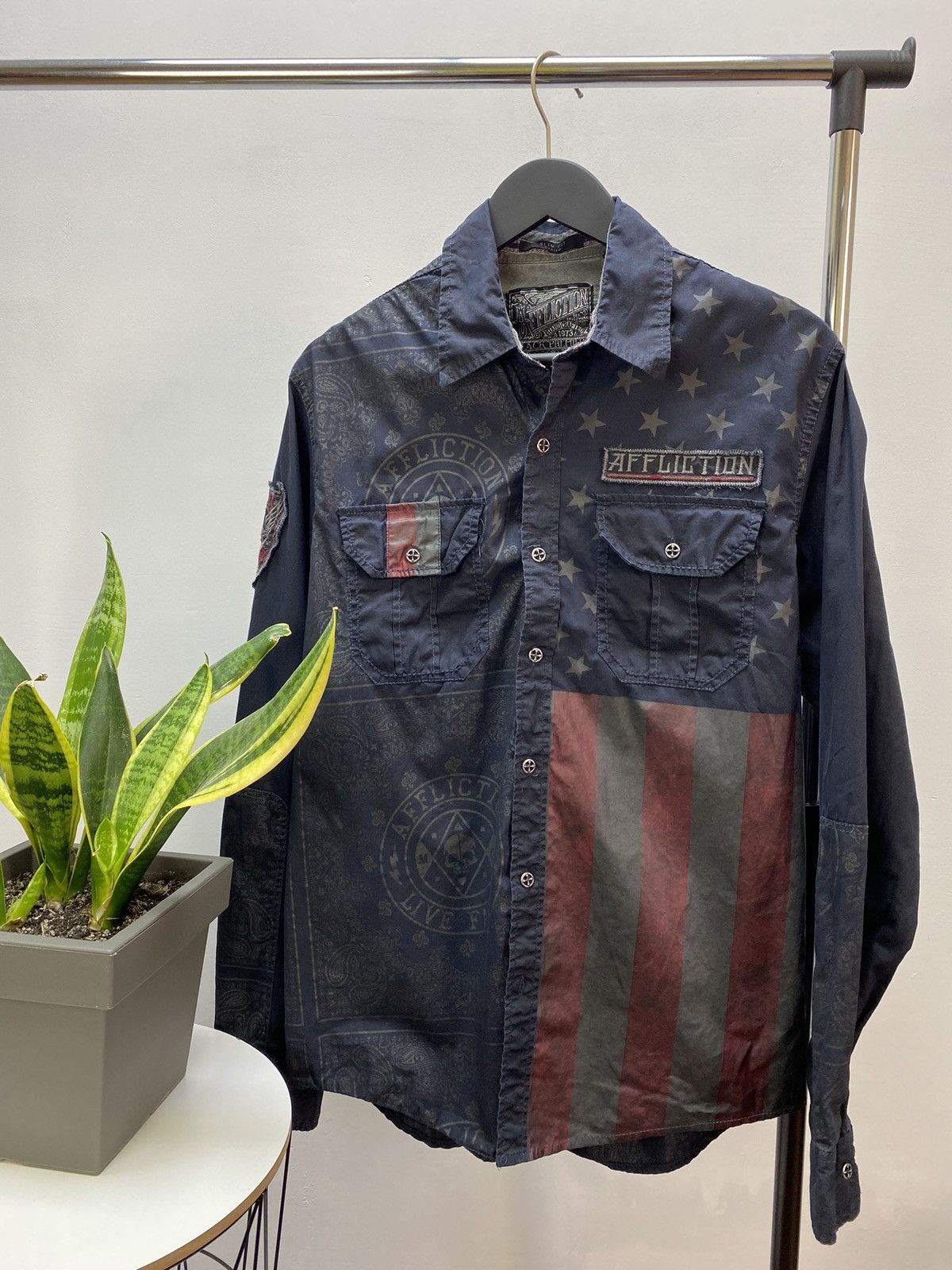 Other Crazy Y2K Affliction Cyber Grunge Button Up Shirt Size US L / EU 52-54 / 3 - 1 Thumbnail