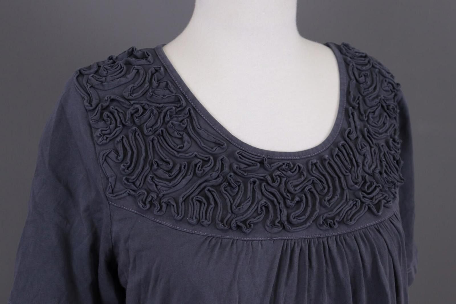 Designer Deerberg by Oska Gray Embroidered Relaxed Knee Dress Size L Size L / US 10 / IT 46 - 4 Thumbnail